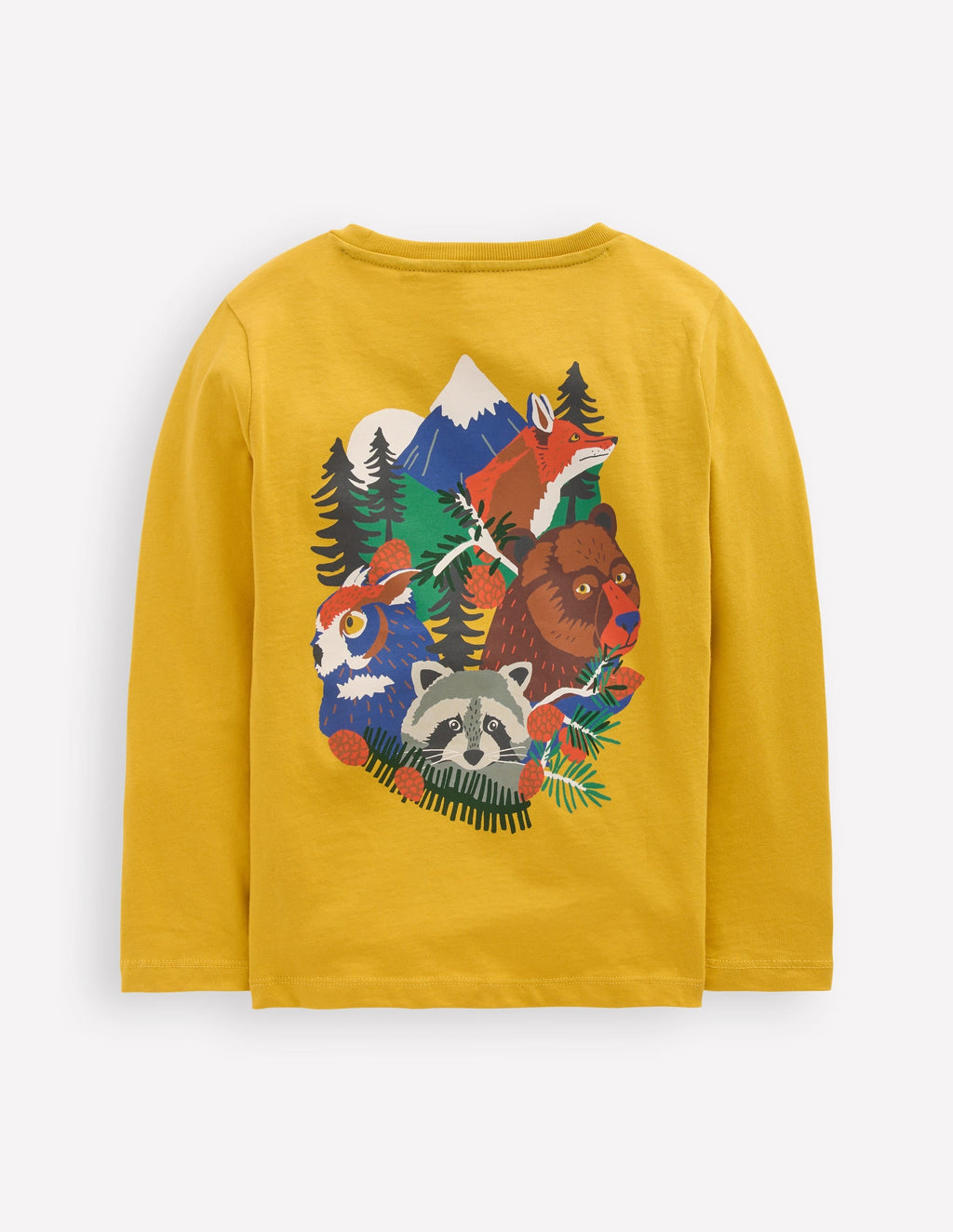 Front & Back Printed T-shirt-Oil Yellow Mountain Animals