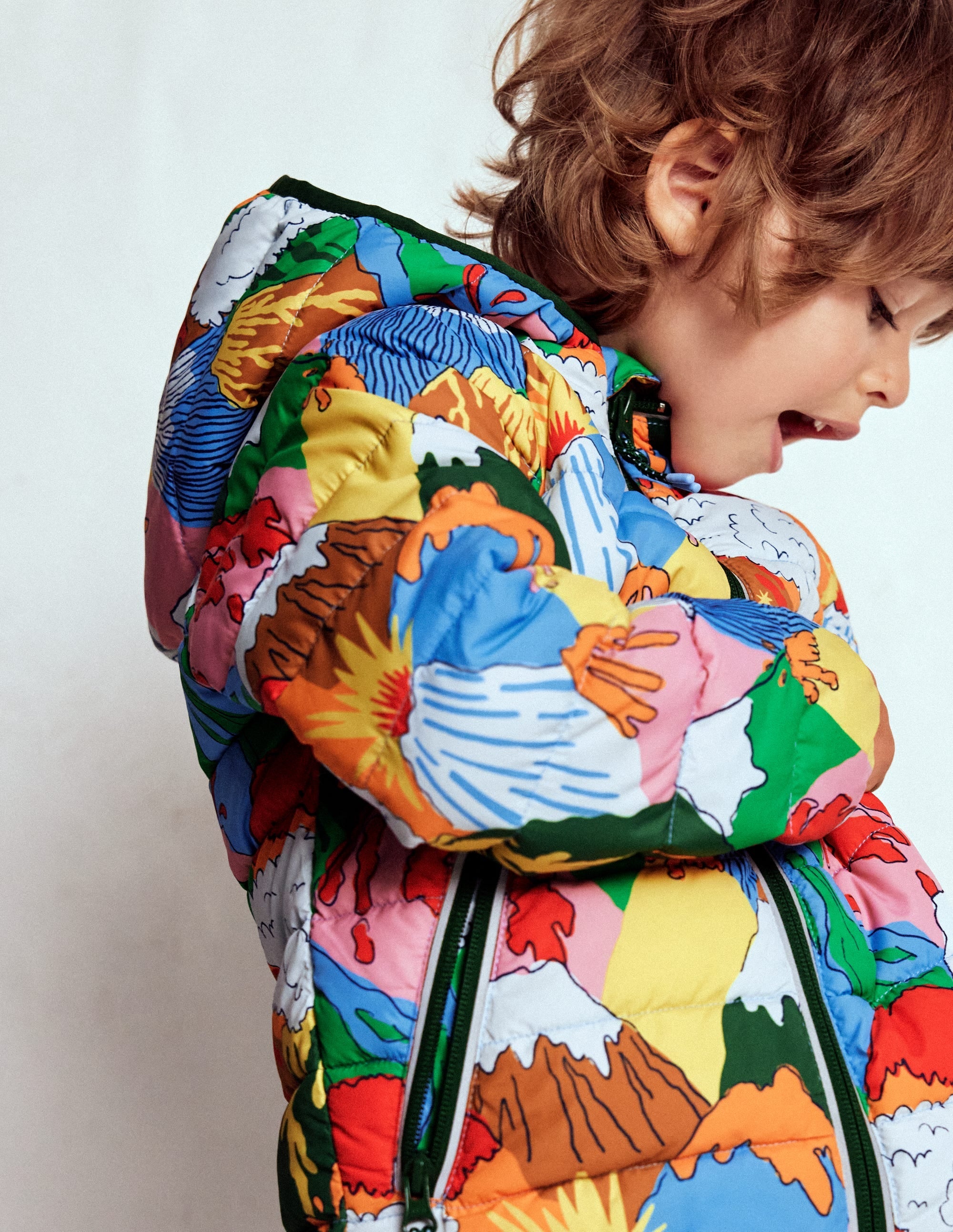 Pack-away Padded Jacket-Multi Volcanoes