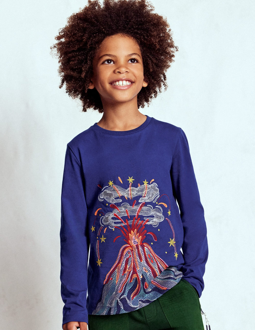 Longsleeve Superstitch T-shirt-Multi Volcanoes