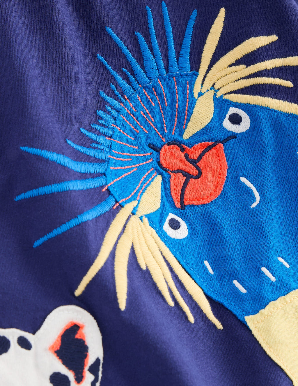 Long Sleeve Appliqué T-shirt-Twilight Arctic Peepers