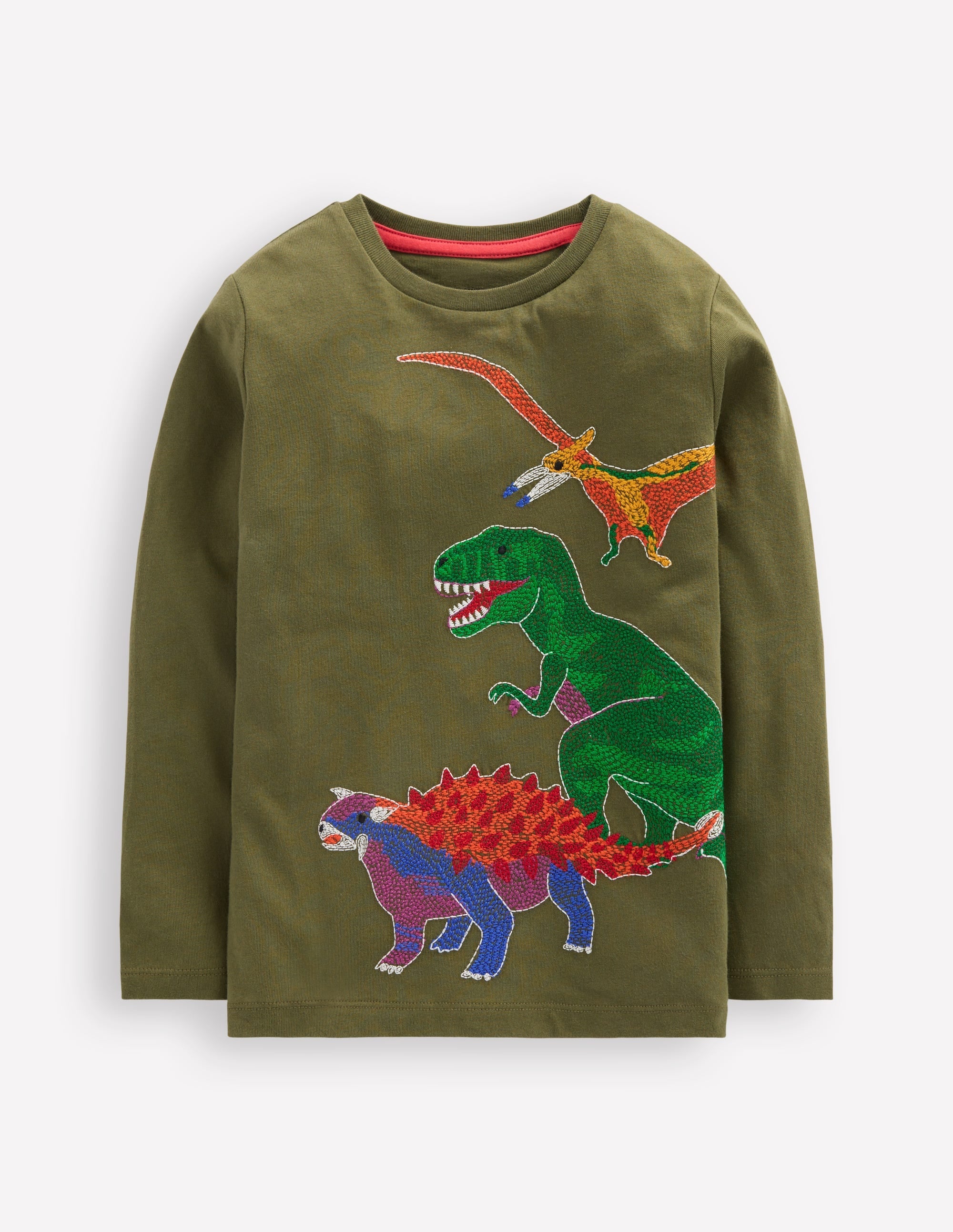 Glow Superstitch T-shirt-Winter moss Dino