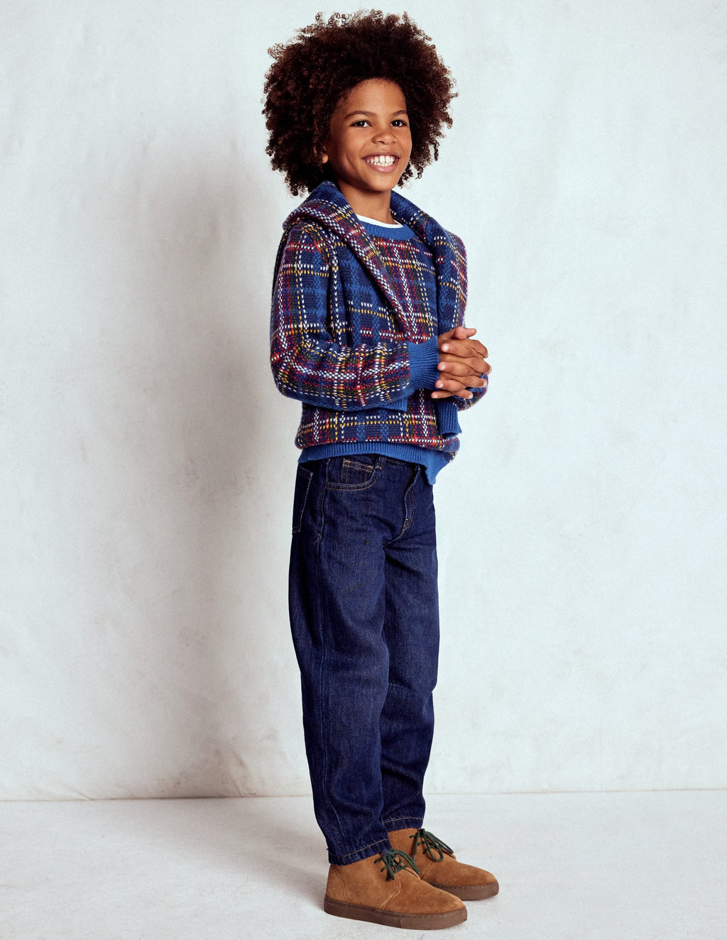 Heritage Check Sweater-Medieval Blue Check