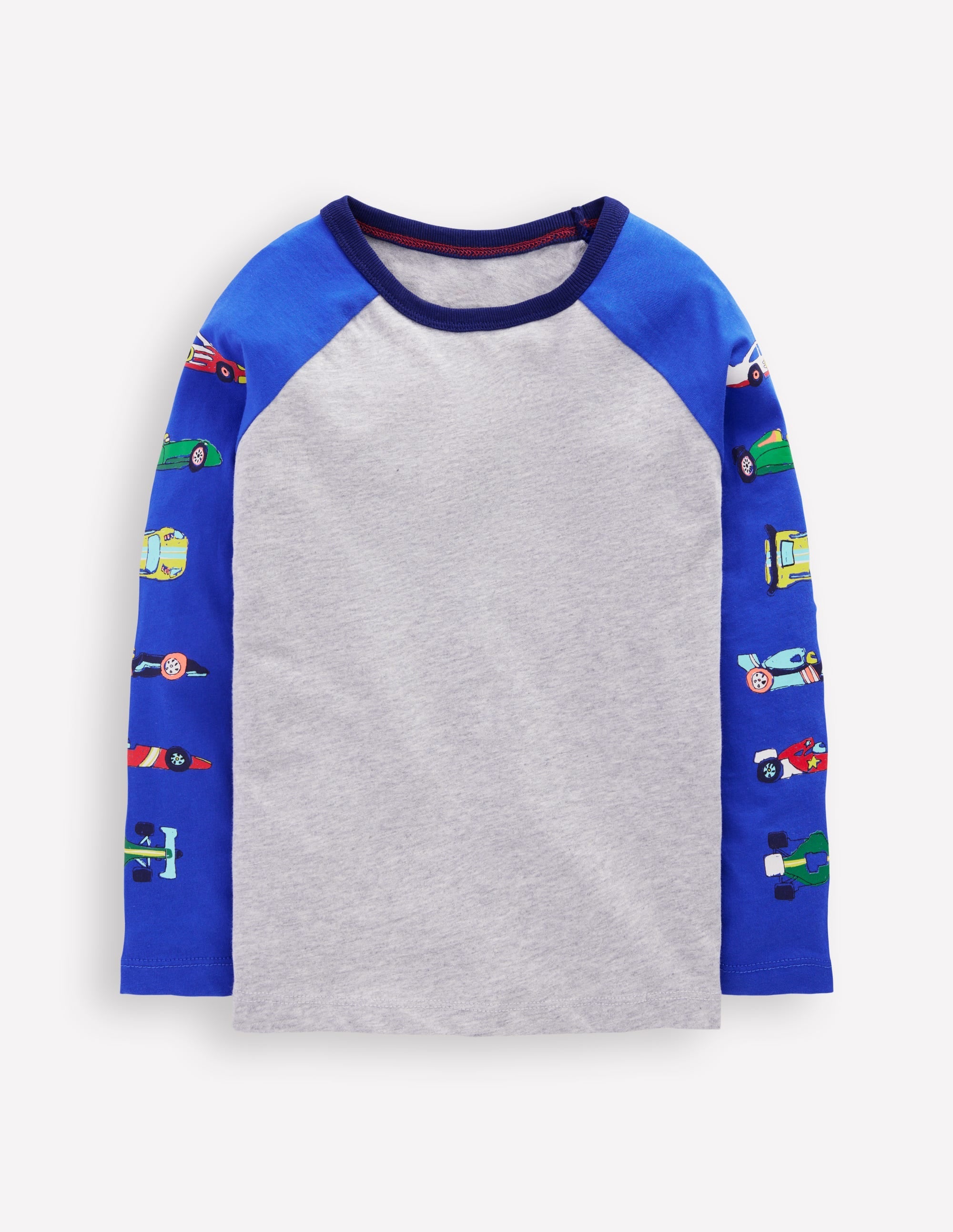 Printed Sleeve Raglan T-shirt-Racing Cars