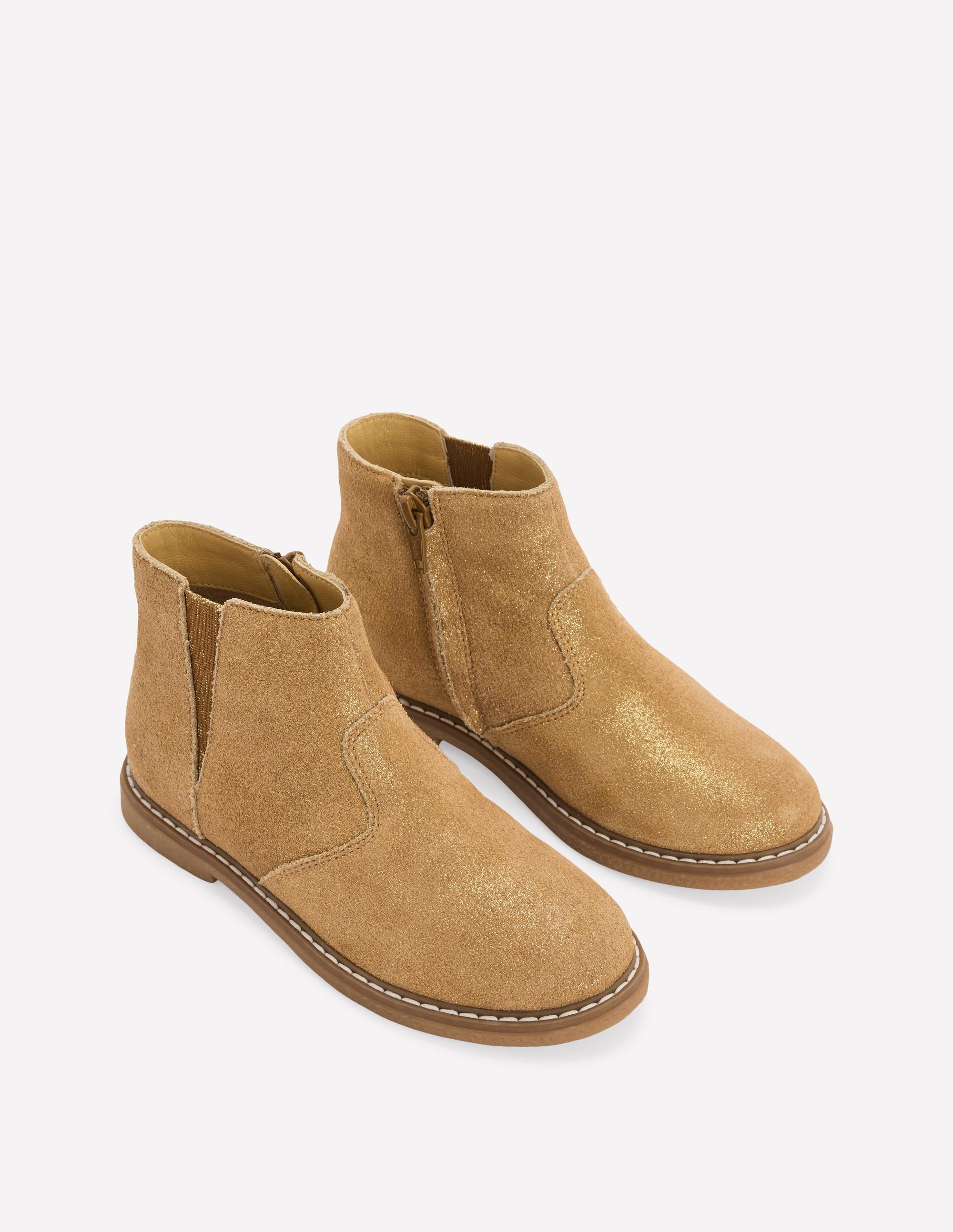 Suede Ankle Boots-Gold