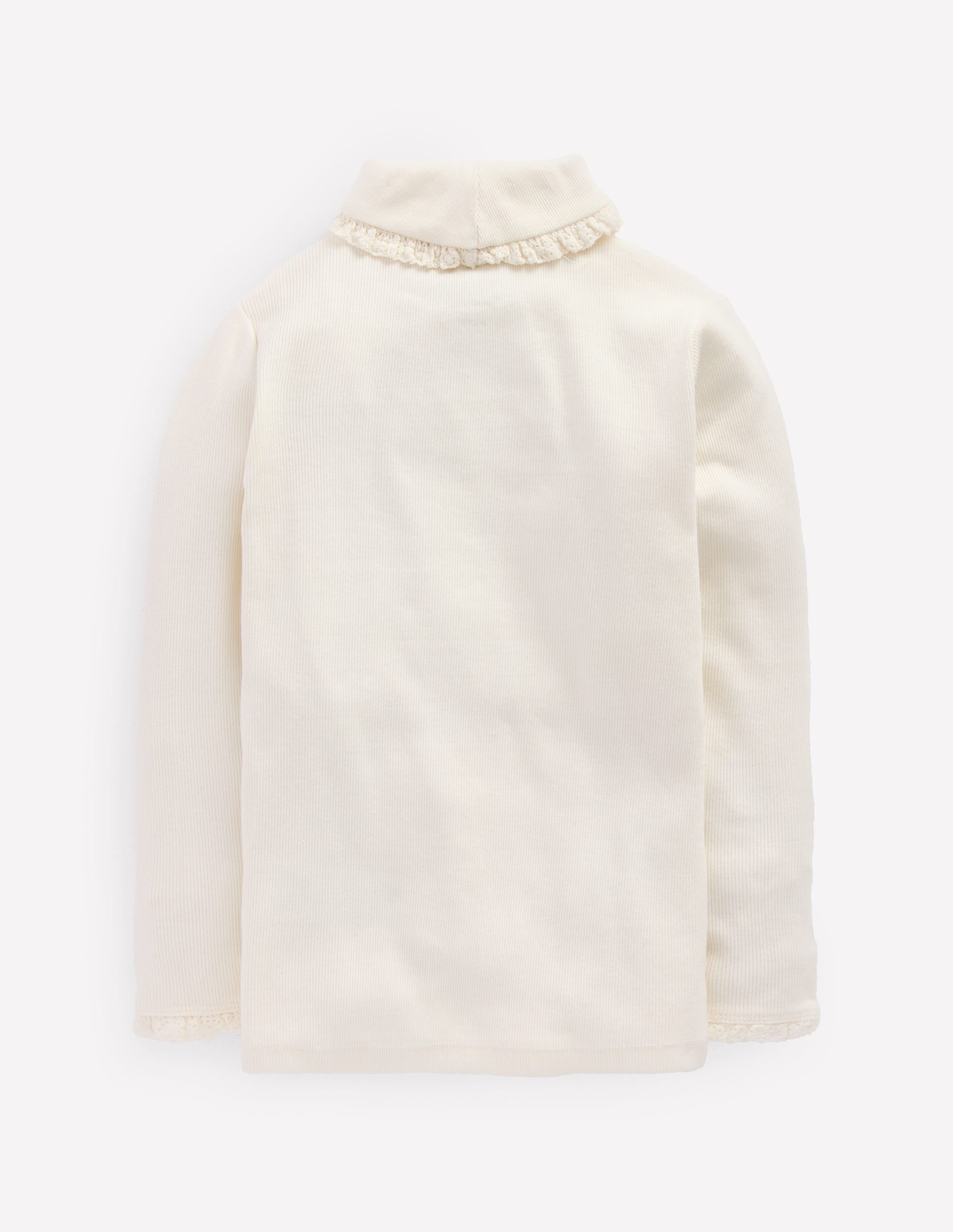 Ribbed Roll Neck Top-Ivory
