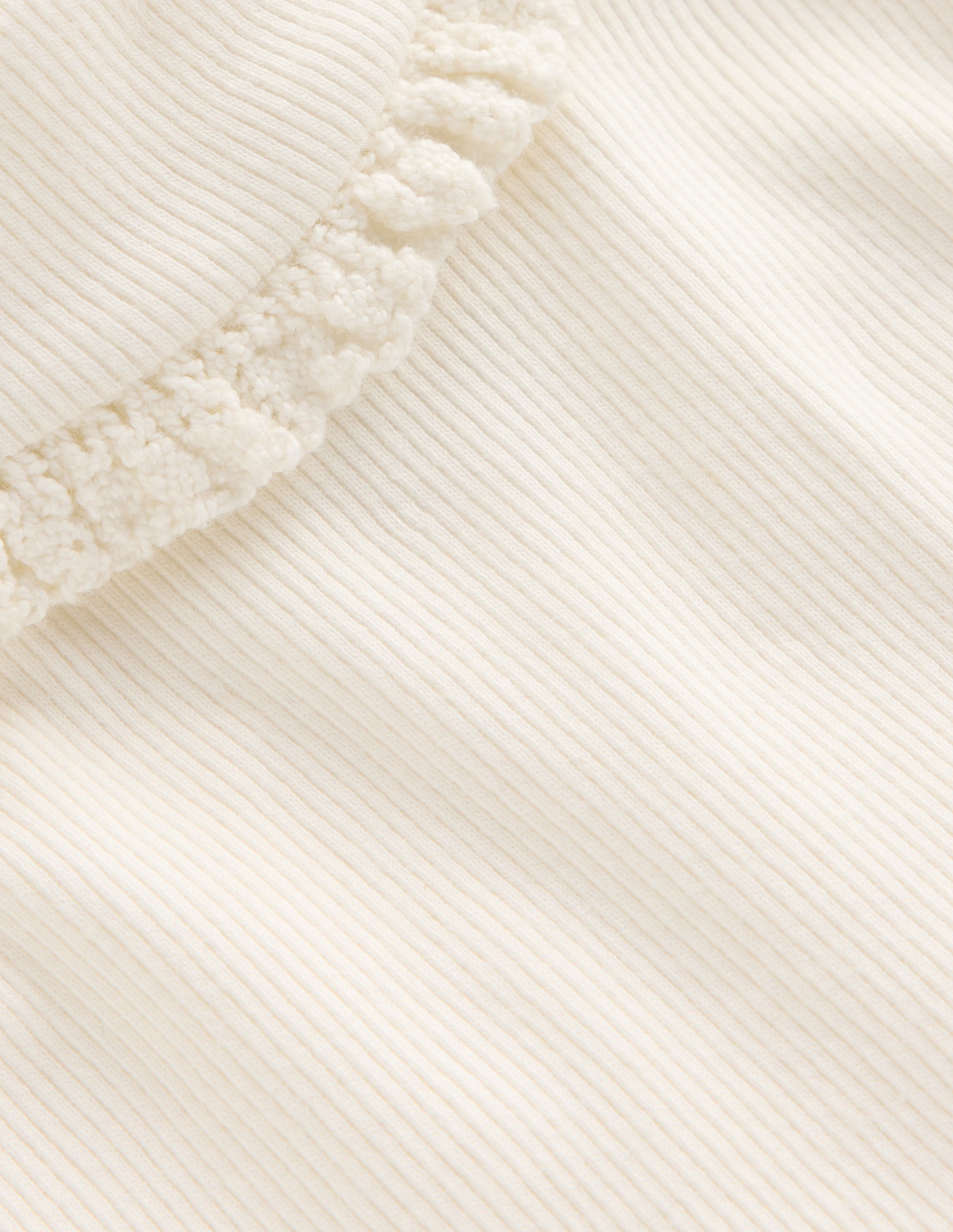 Ribbed Roll Neck Top-Ivory