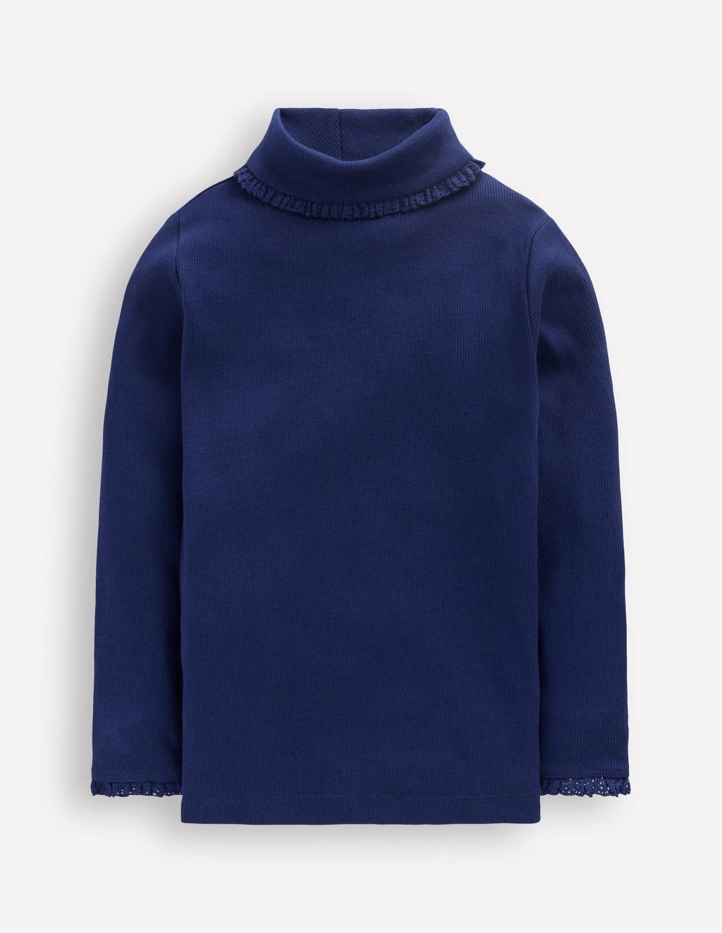 Ribbed Roll Neck Top-College Navy