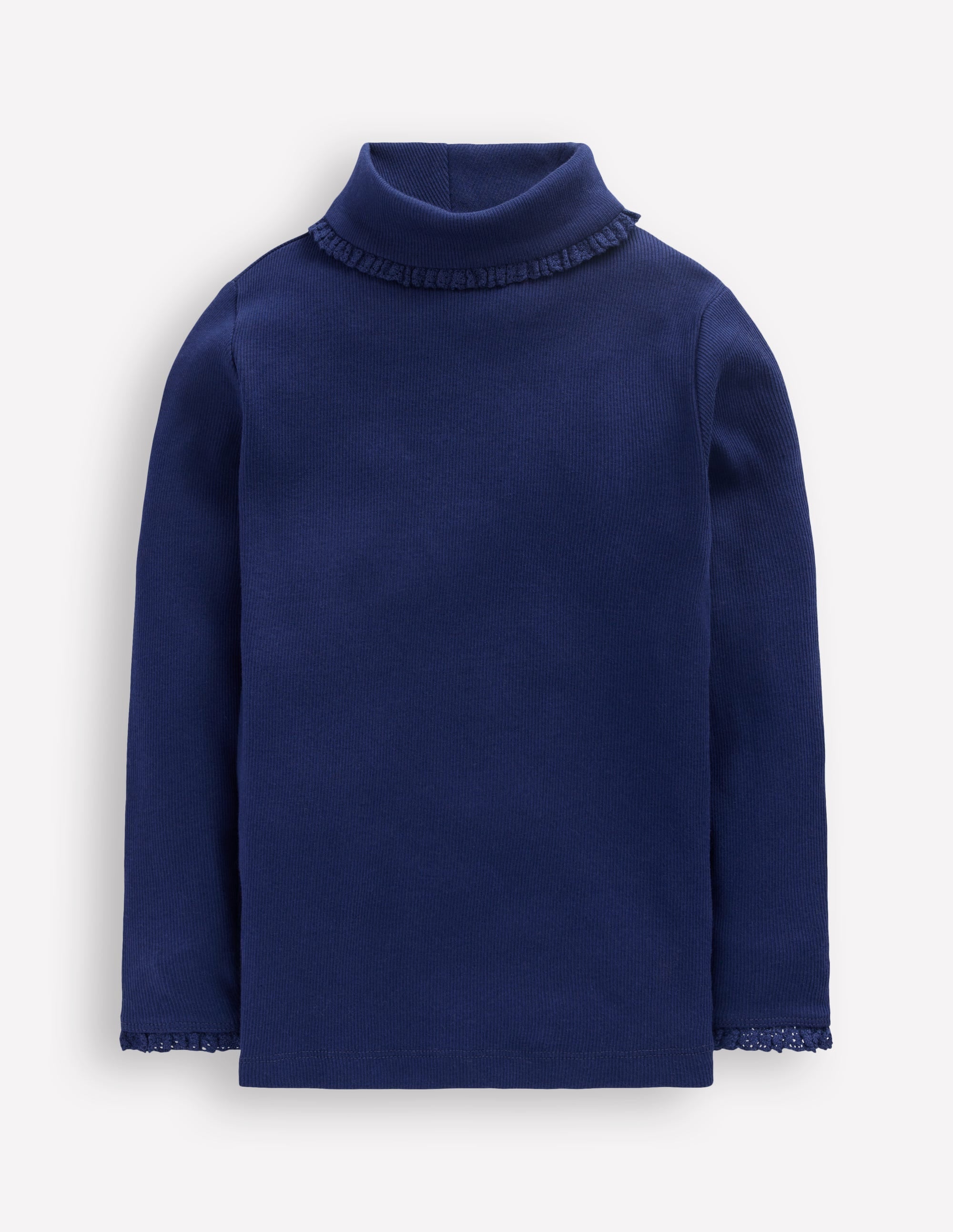 Ribbed Roll Neck Top-College Navy