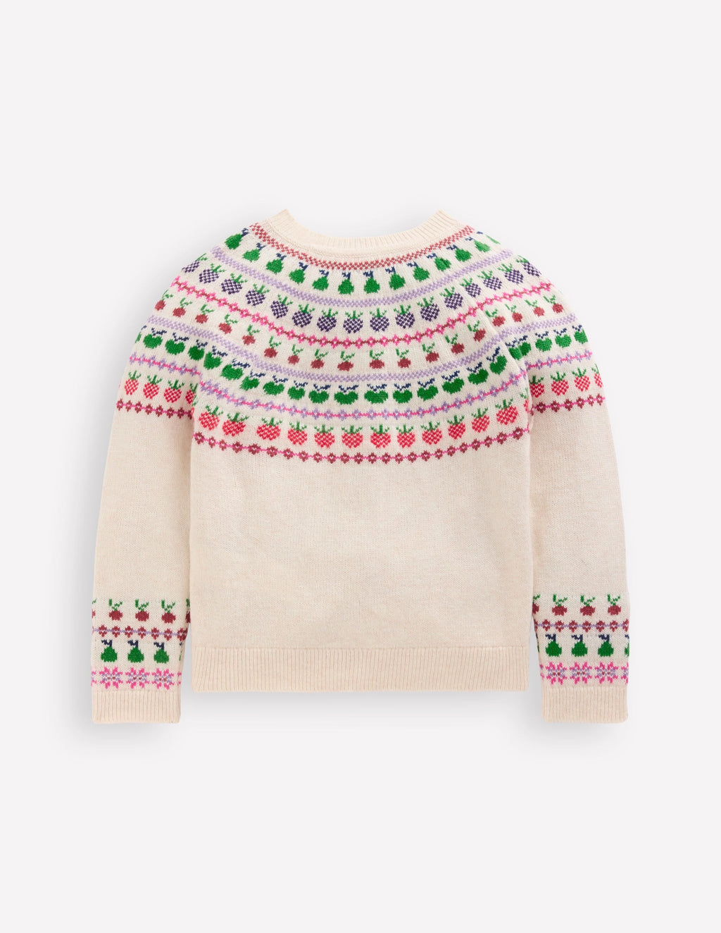 Edie Fair Isle Logo Cardigan-Ecru Marl Fruit