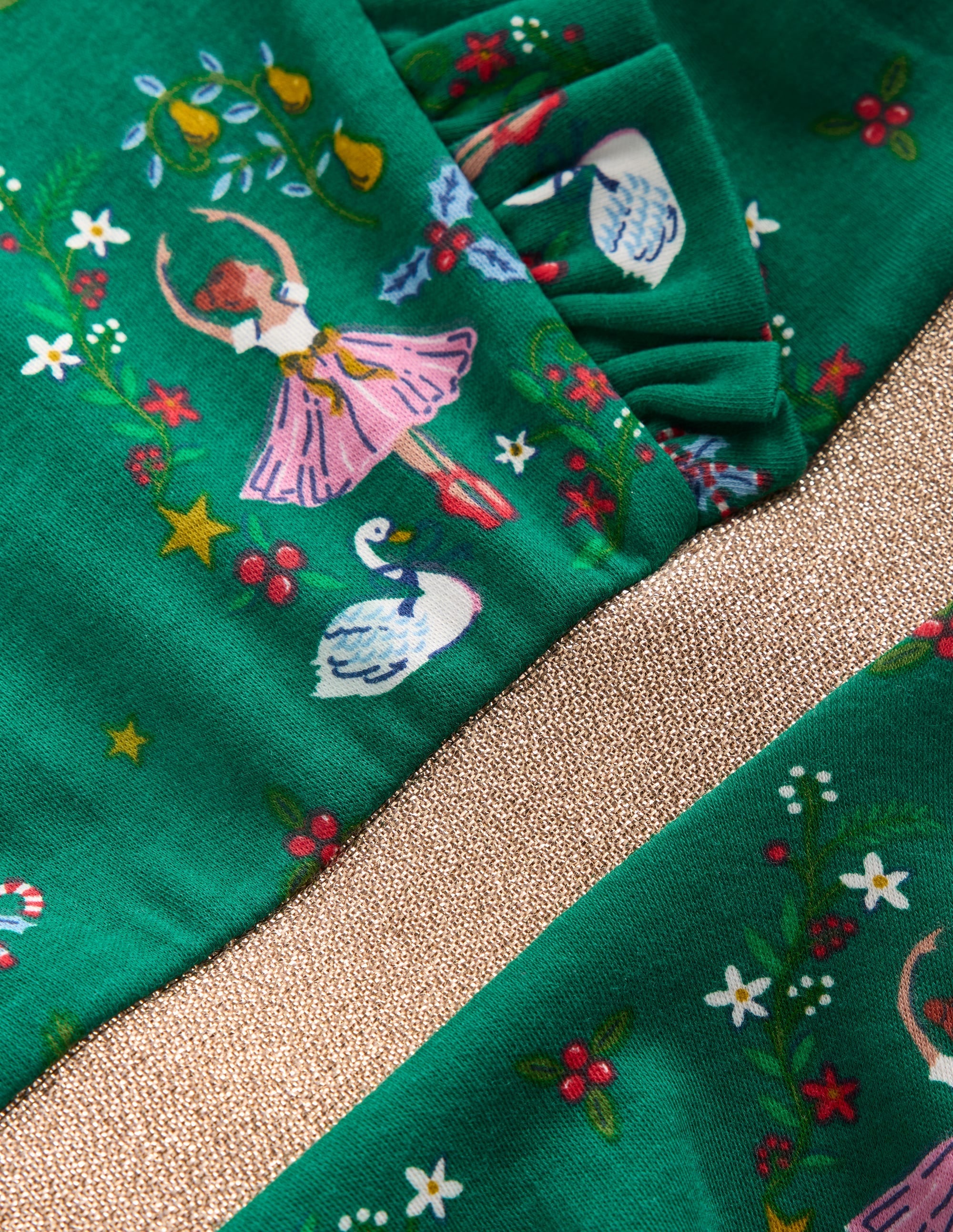Cora Twirly Jersey Dress-Jewel Green Nutcracker