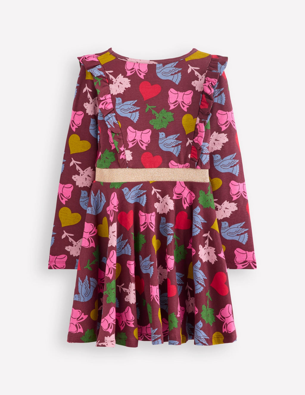 Cora Twirly Jersey Dress-Chestnut Festive Fun