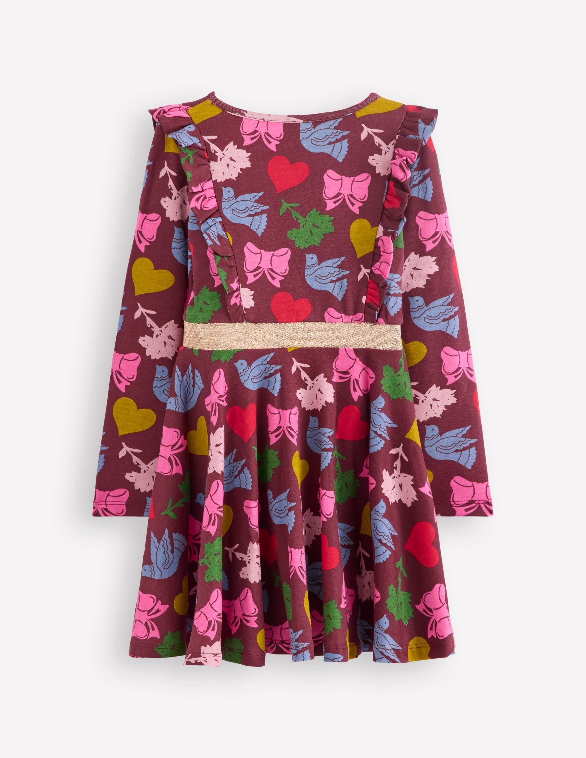 Cora Twirly Jersey Dress-Chestnut Festive Fun