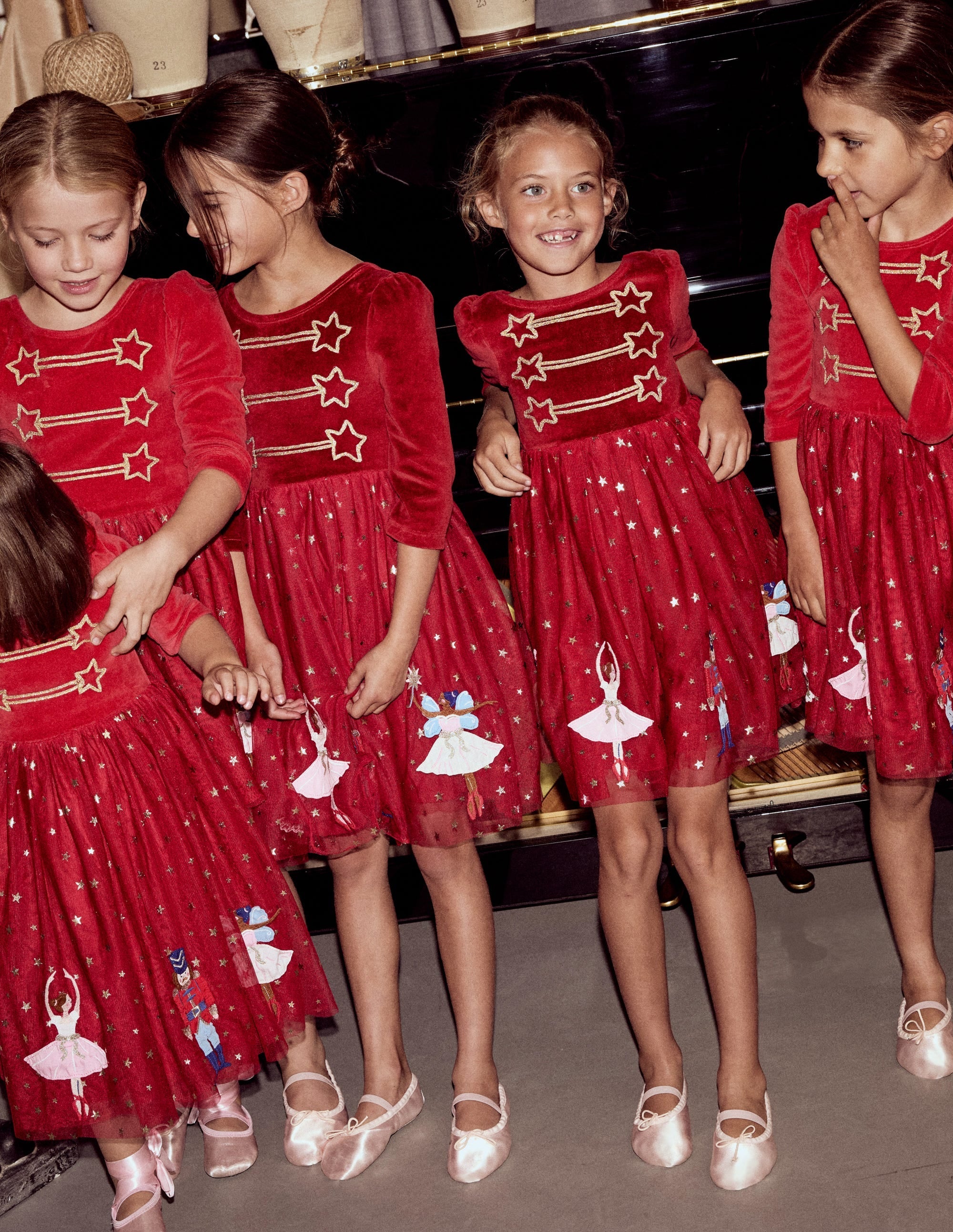 Velour Tulle Appliqué Dress-Carmine Red Nutcracker