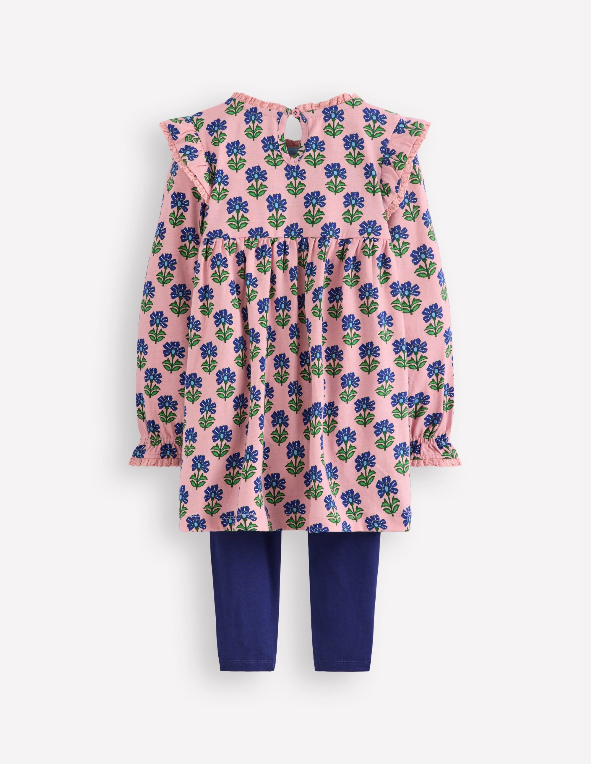 Printed Tunic Set-Vintage Pink Flower Stamp