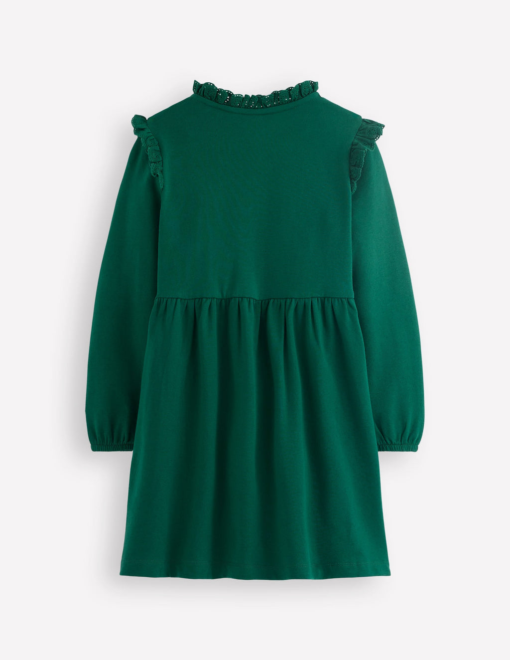 Lace Trim Sweatshirt Dress-Emerald Night