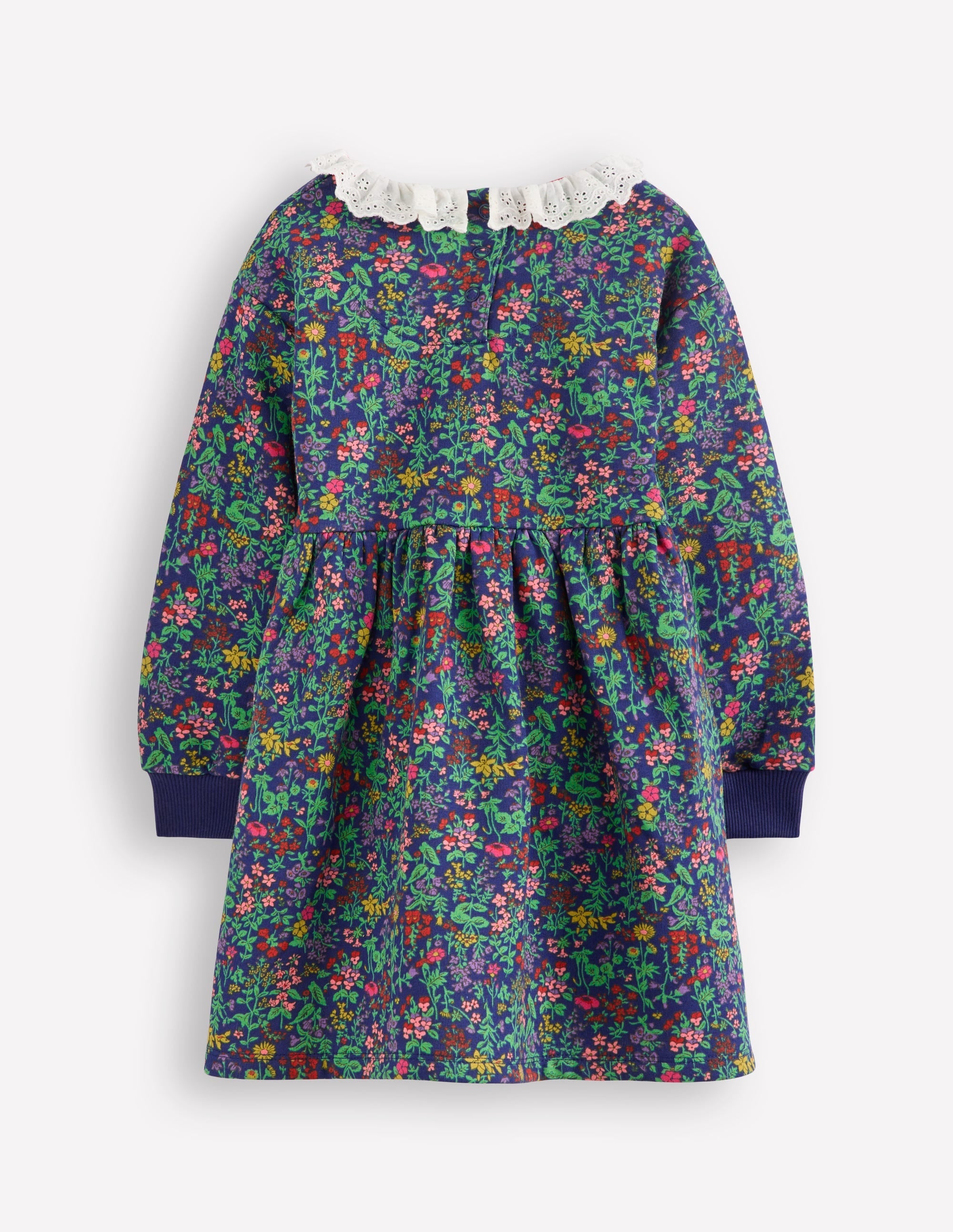 Broderie Sweatshirt Dress-College Navy Flower Meadow