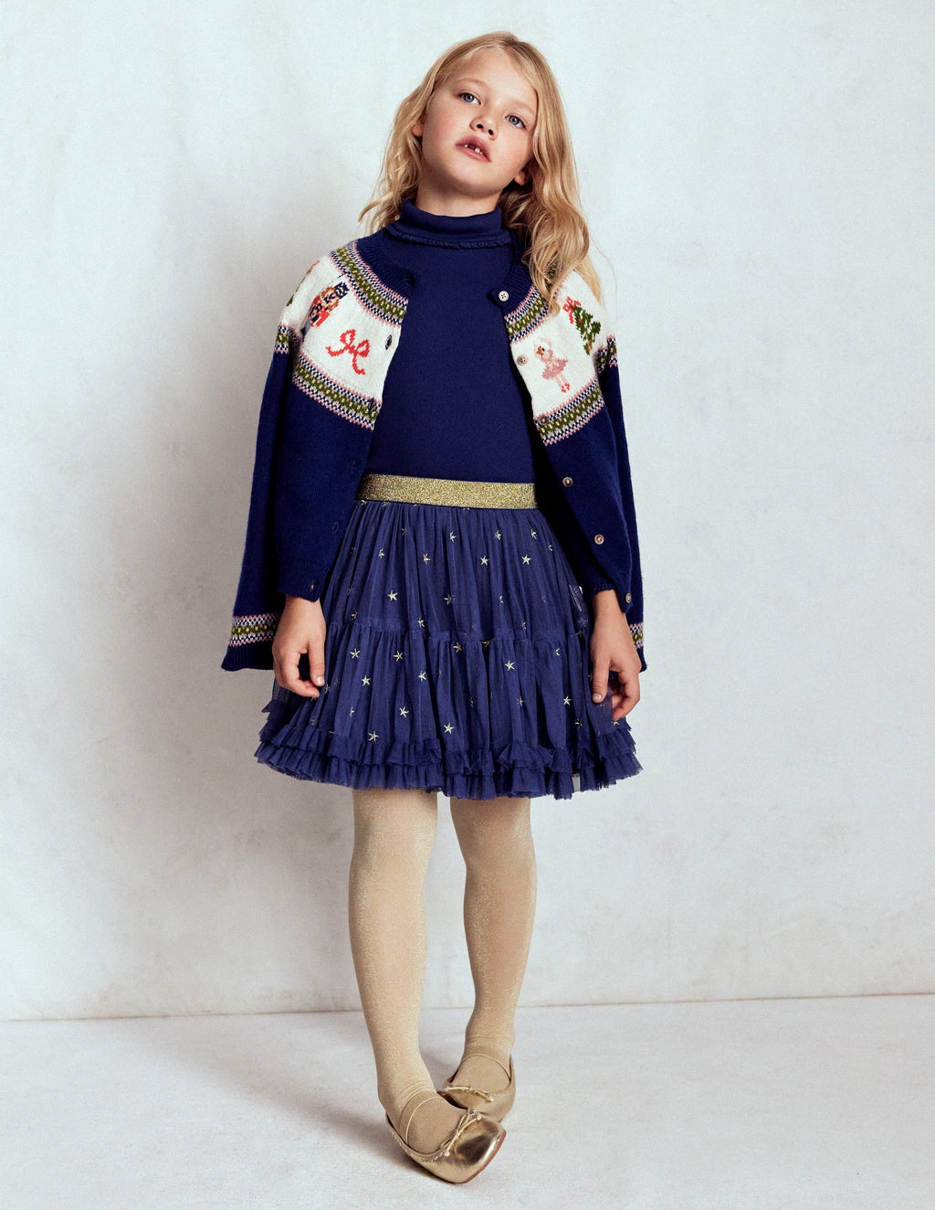 Interest Tulle Skirt-Navy Stars