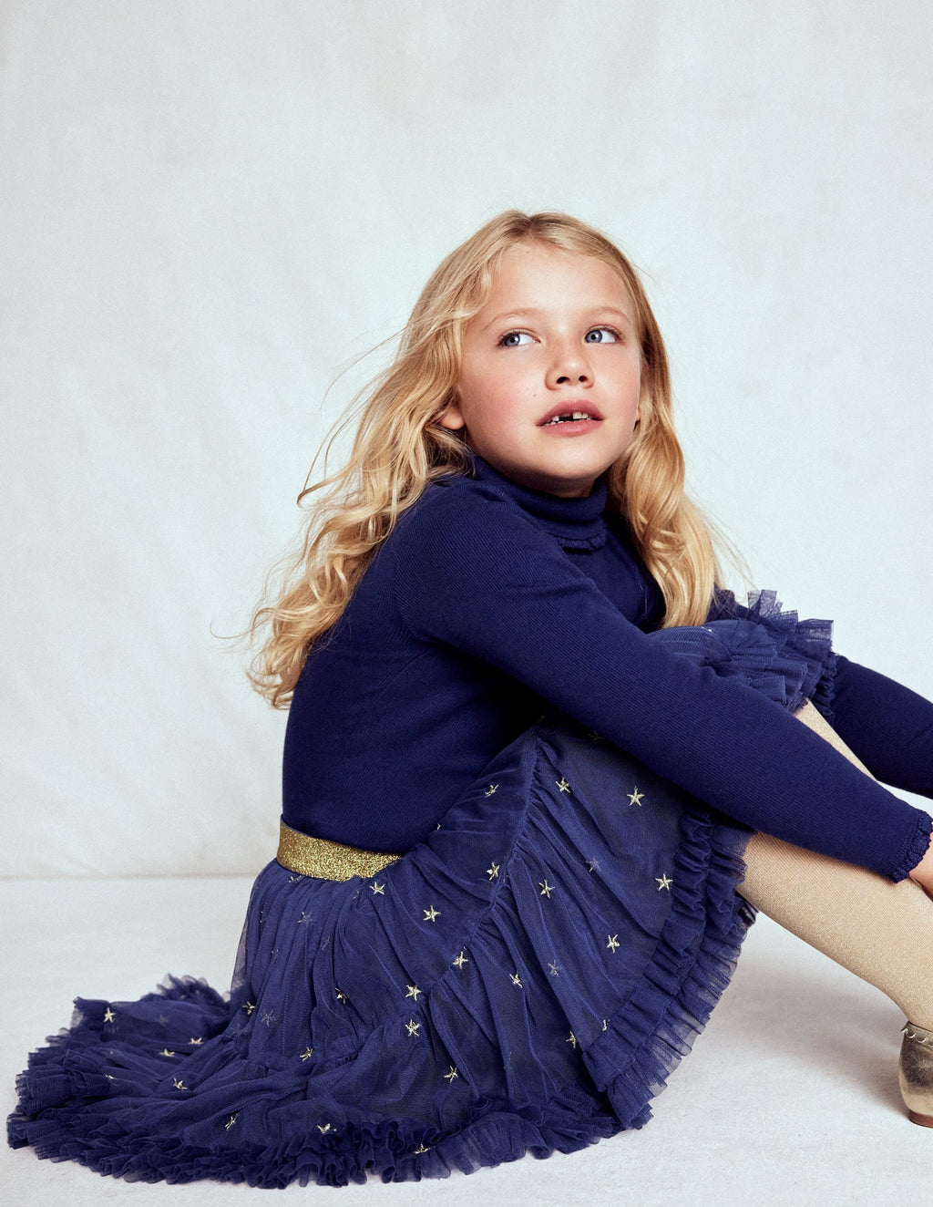 Interest Tulle Skirt-Navy Stars