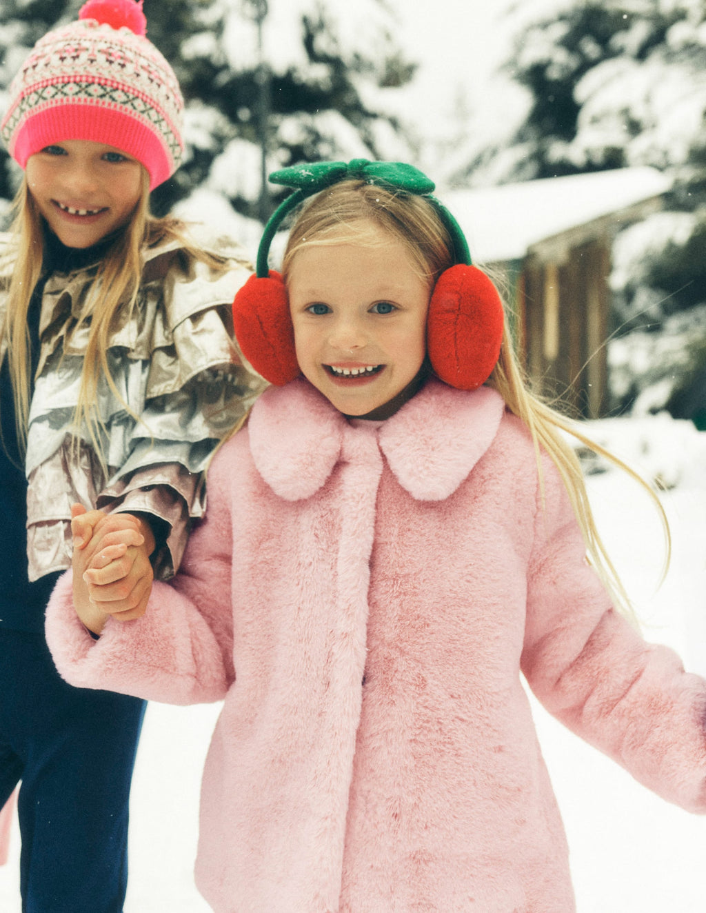Faux Fur Collared Coat-Pink