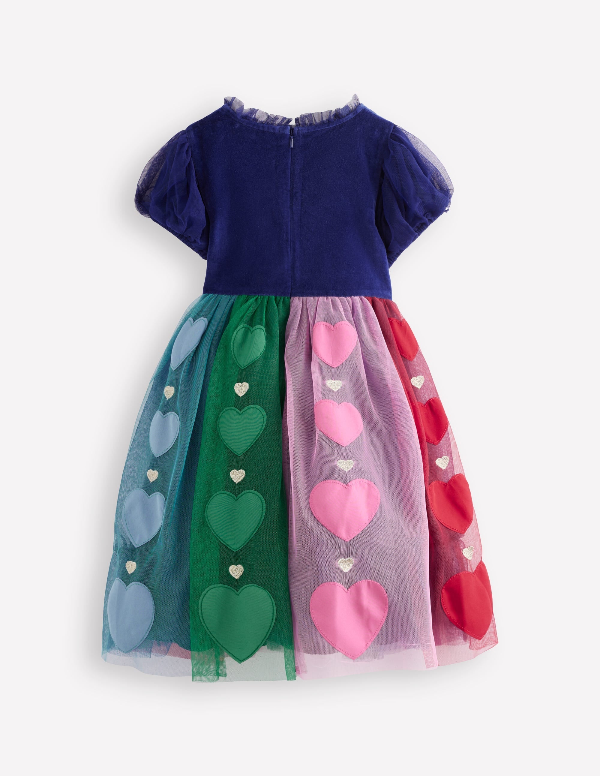 Velvet Tulle Occasion Dress-College Navy Hearts