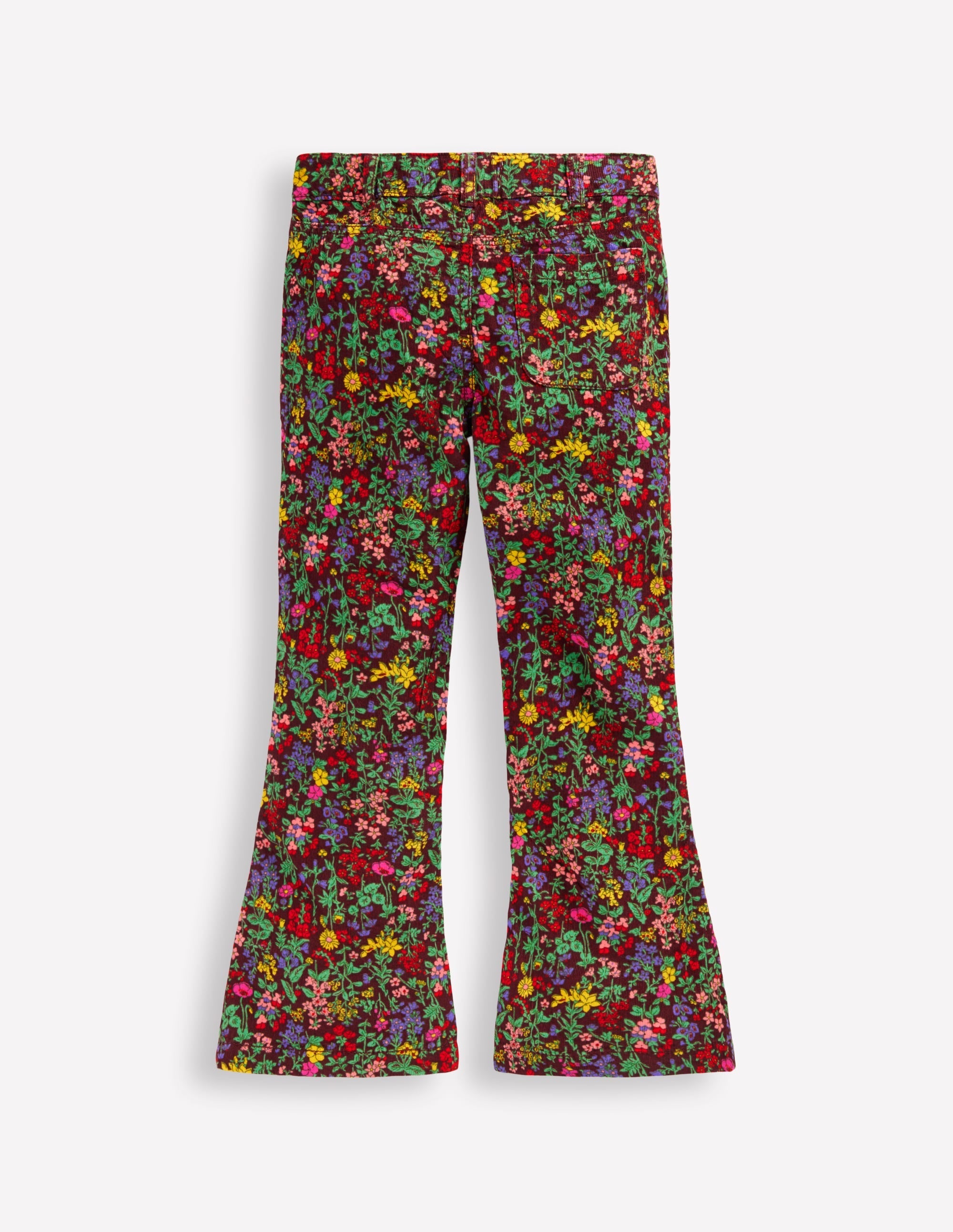 Printed Kick Flare Trousers-Chestnut Flower Meadow