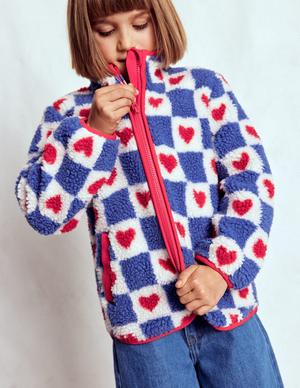 Eden Borg Zip-through Jacket-Blue Heart Stamp