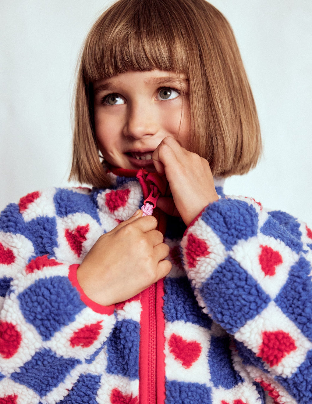 Eden Borg Zip-through Jacket-Blue Heart Stamp