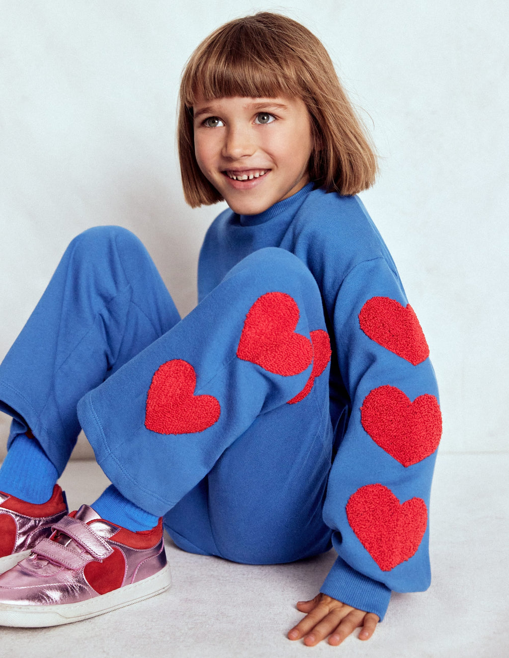 Bobbie Appliqué Sweatshirt-Bluejay Hearts