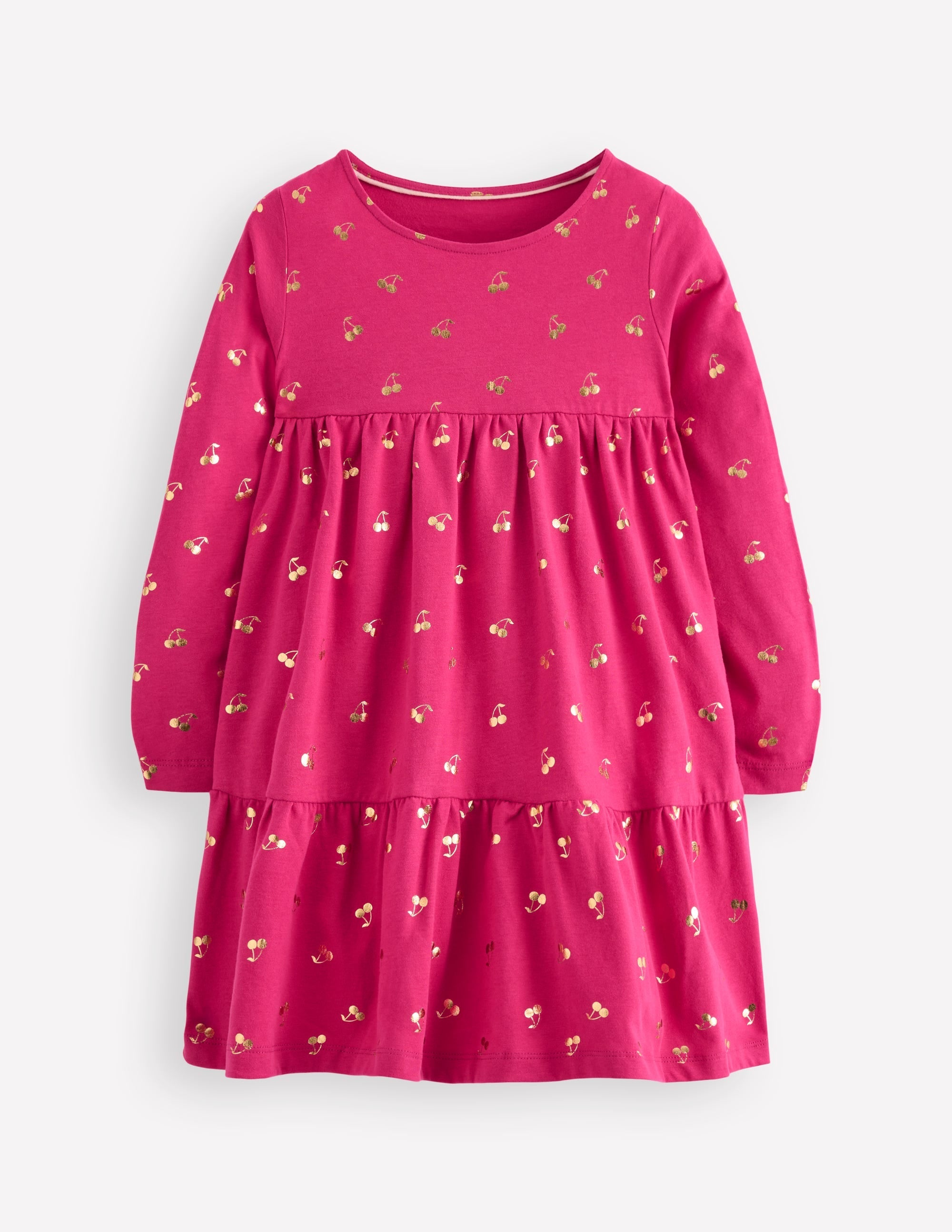 Ariel Long Sleeve Twirly Dress-Cherry Jam Foil Cherries