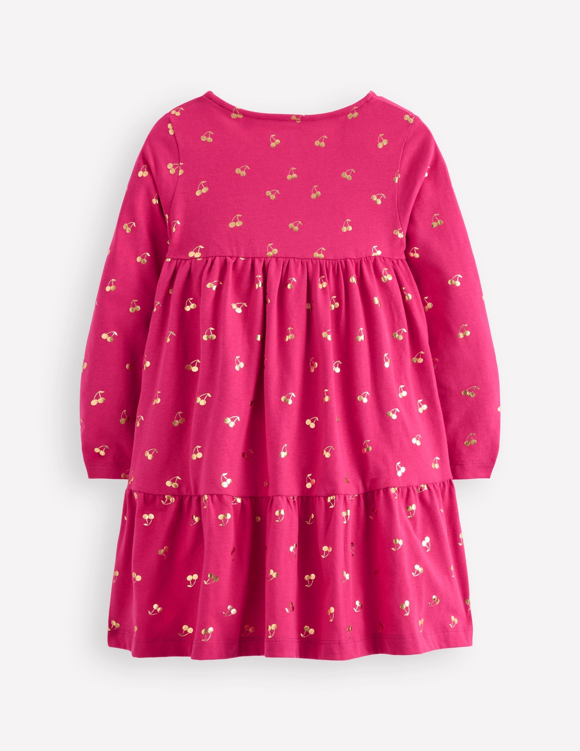 Ariel Long Sleeve Twirly Dress-Cherry Jam Foil Cherries