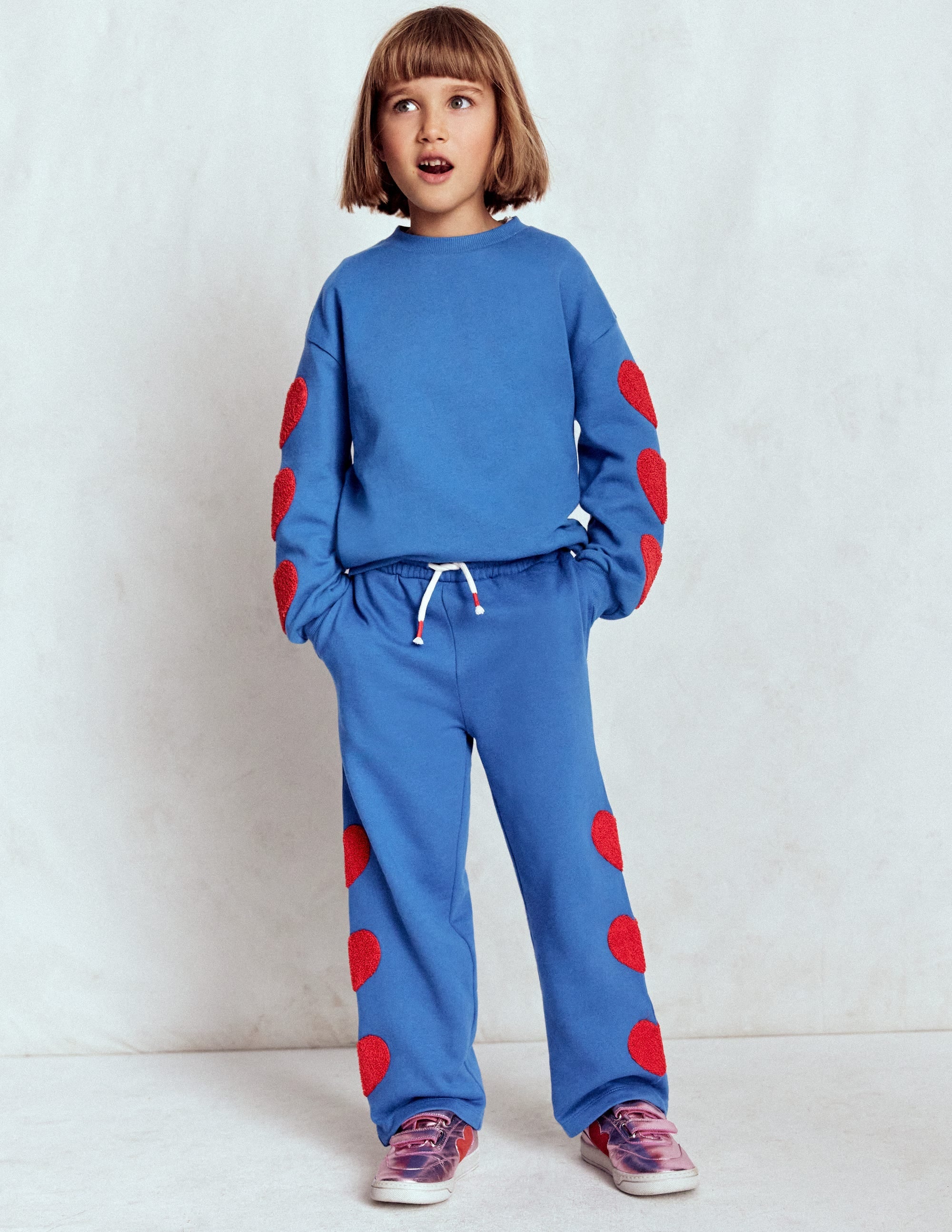 Bobbie Appliqué Sweatpants-Bluejay Hearts