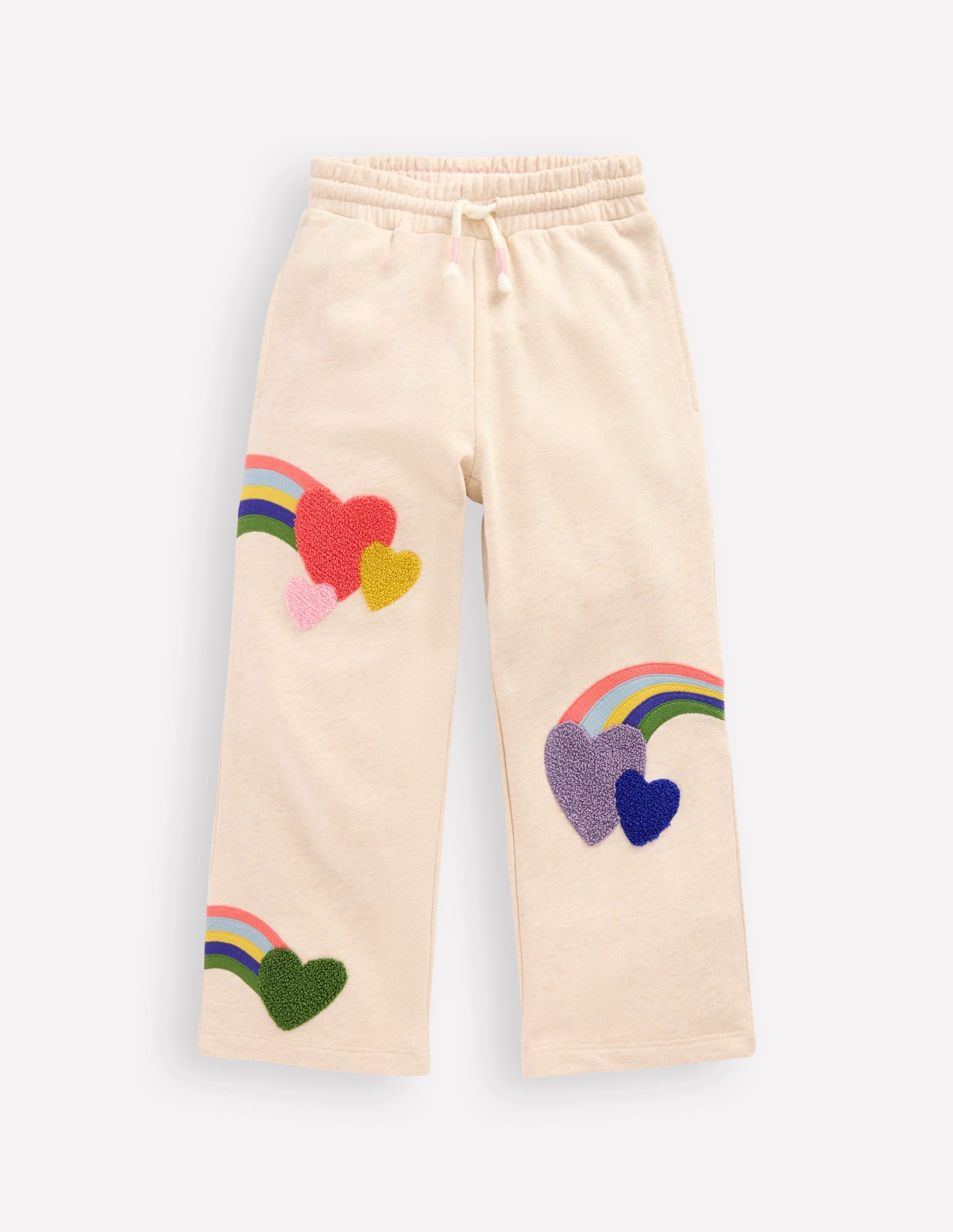 Bobbie Appliqué Sweatpants-Ivory Rainbows
