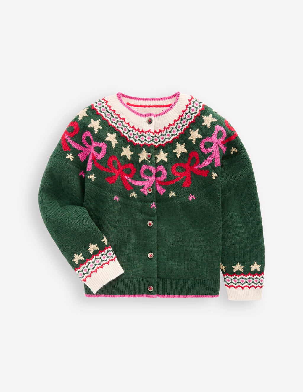 Edie Fair Isle Cardigan-Emerald Night Bows
