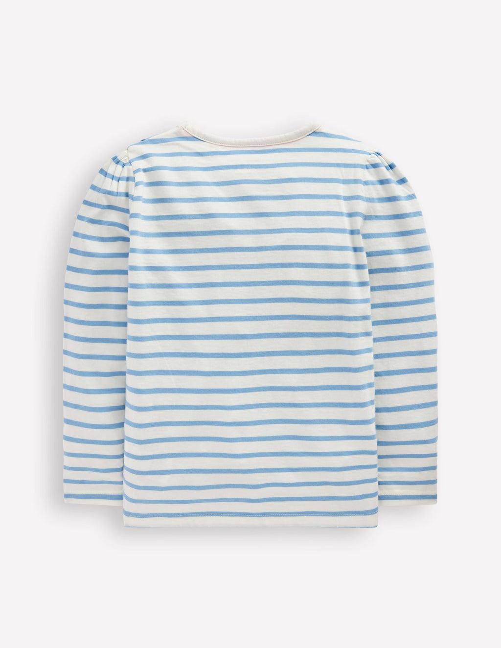 Puff Sleeve Appliqué  T-shirt-Soft Ivory/Glacier Blue