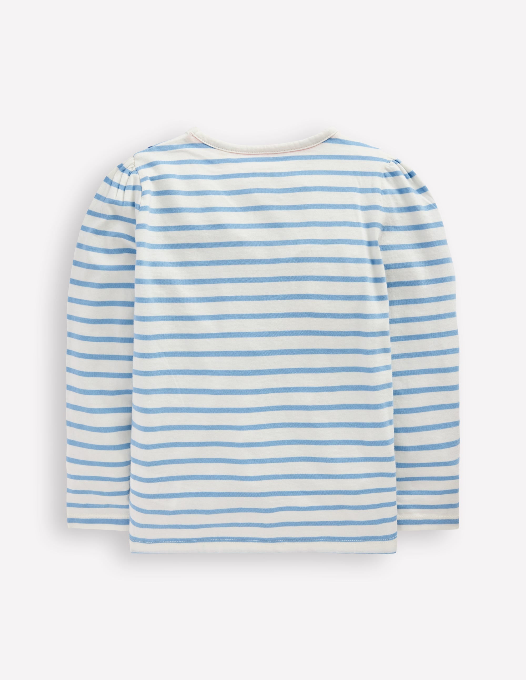 Puff Sleeve Appliqué  T-shirt-Soft Ivory/Glacier Blue