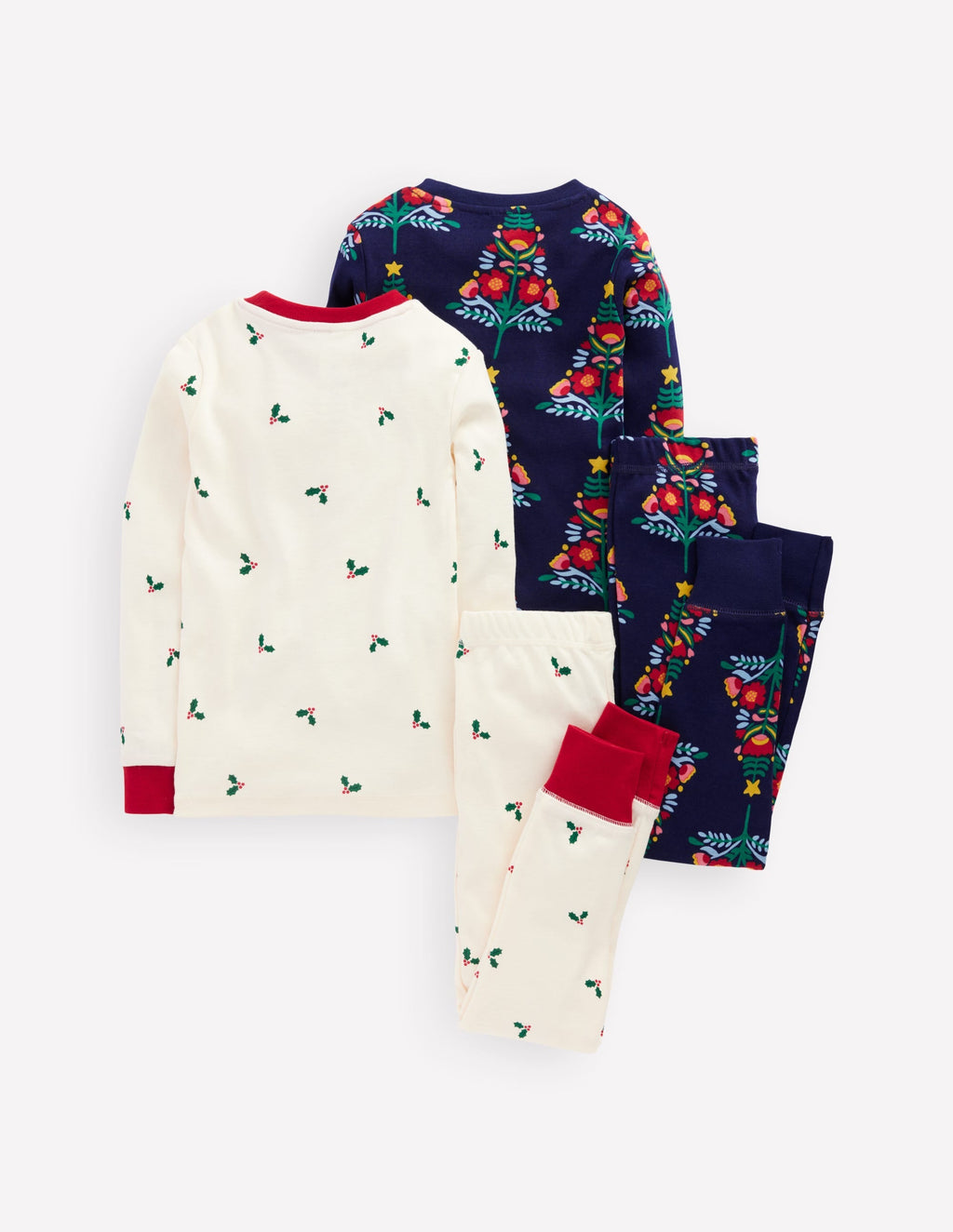 Twin Pack Snug Pajamas-College Navy Christmas Trees