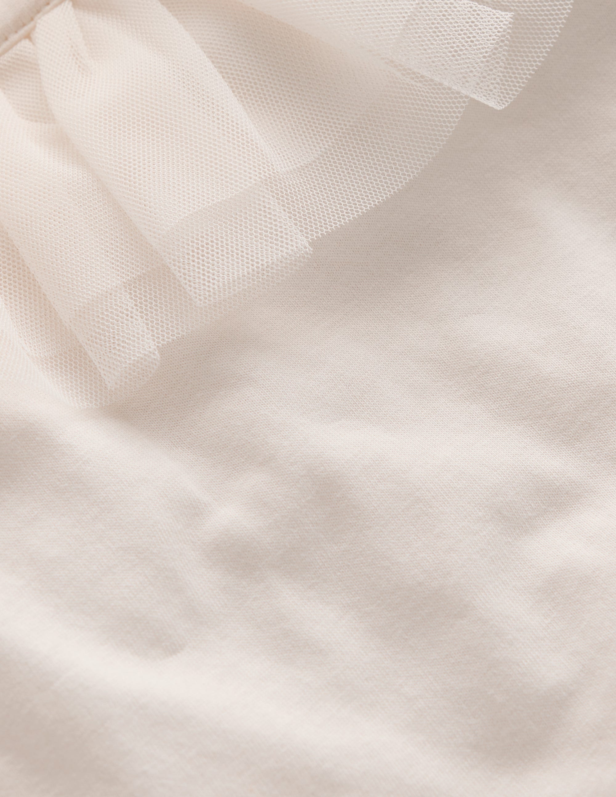 Tulle Jersey Top-Soft Ivory
