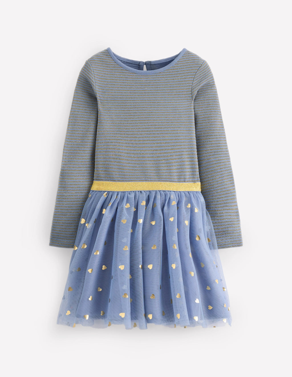 Twirly Tulle Mix Dress-Stormbolt Blue/ Gold Confetti