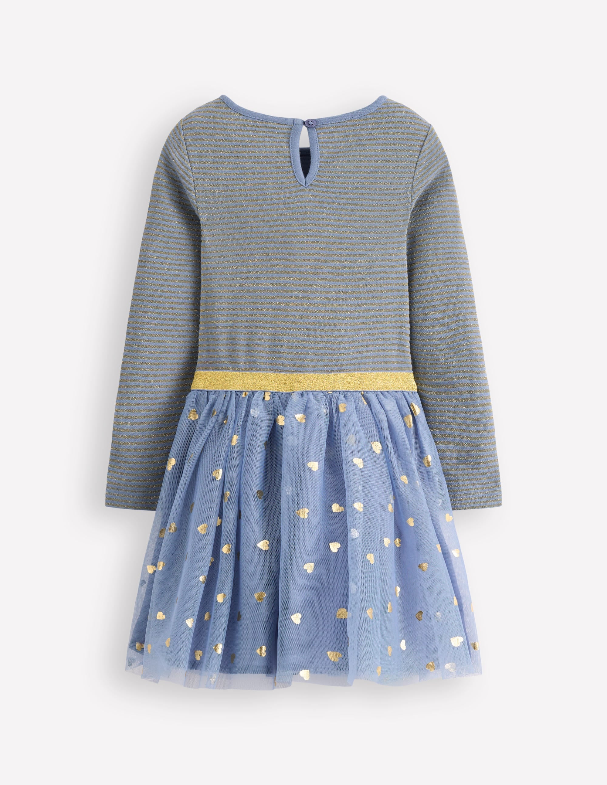 Twirly Tulle Mix Dress-Stormbolt Blue/ Gold Confetti