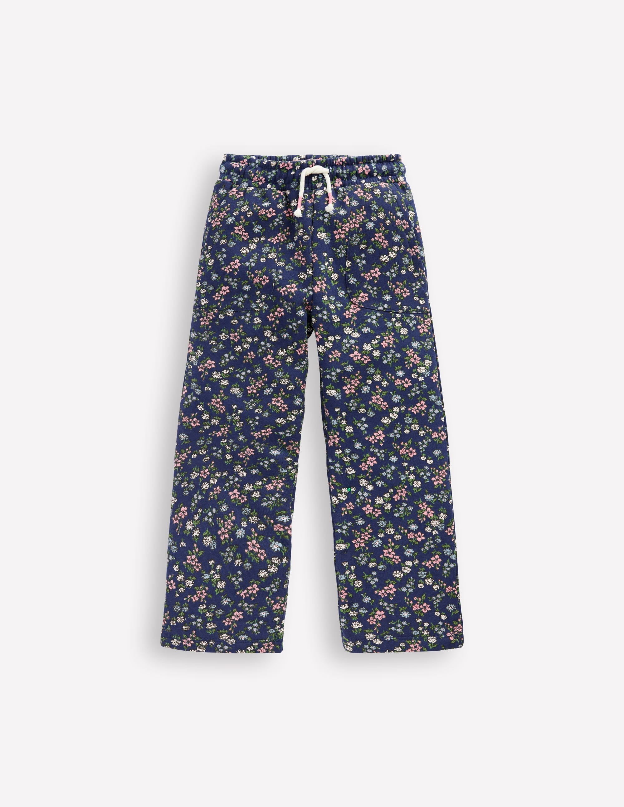 Wide Leg Printed Sweatpants-Starboard Blue Meadow Floral