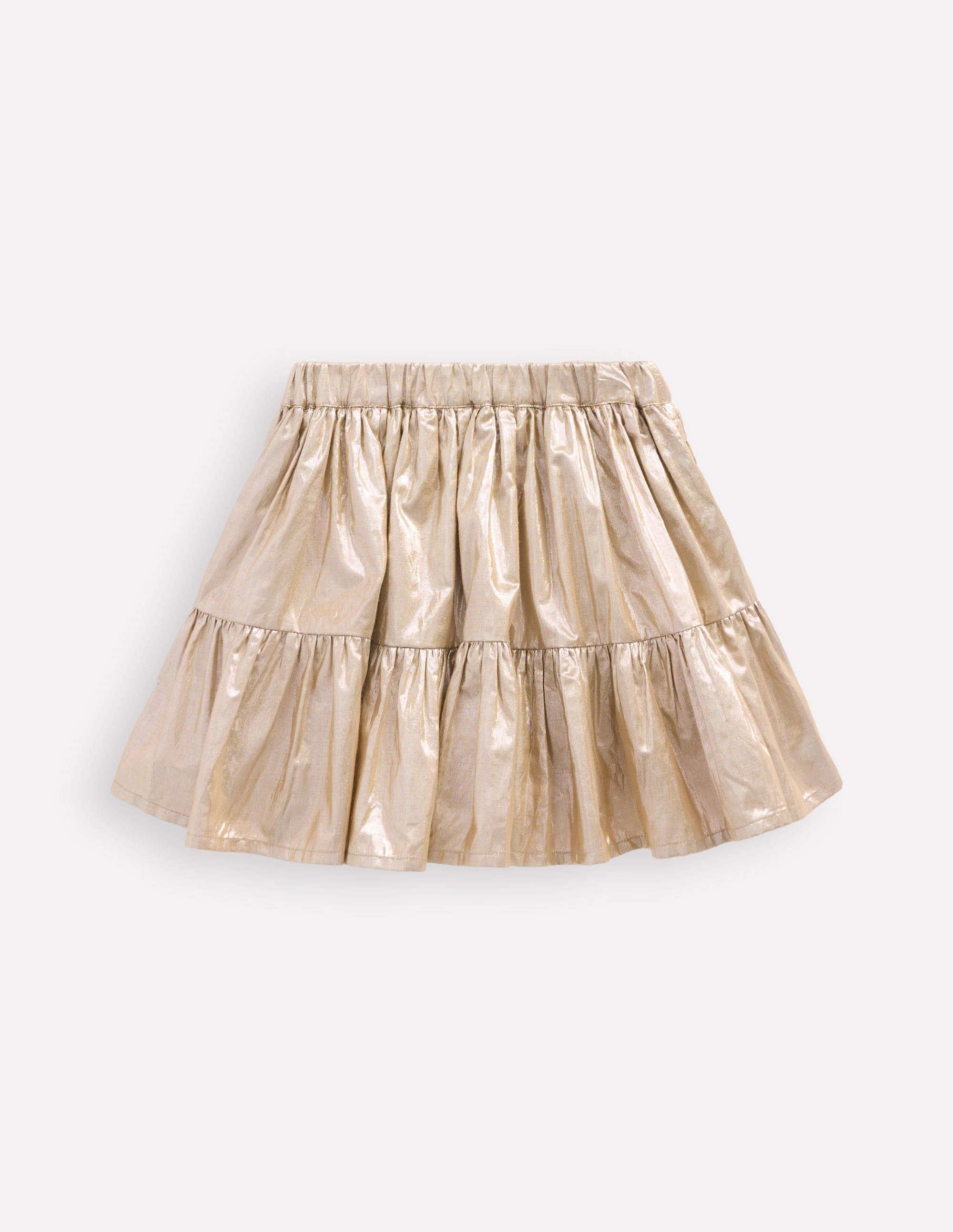 Metallic Tiered Skirt-Gold Metallic
