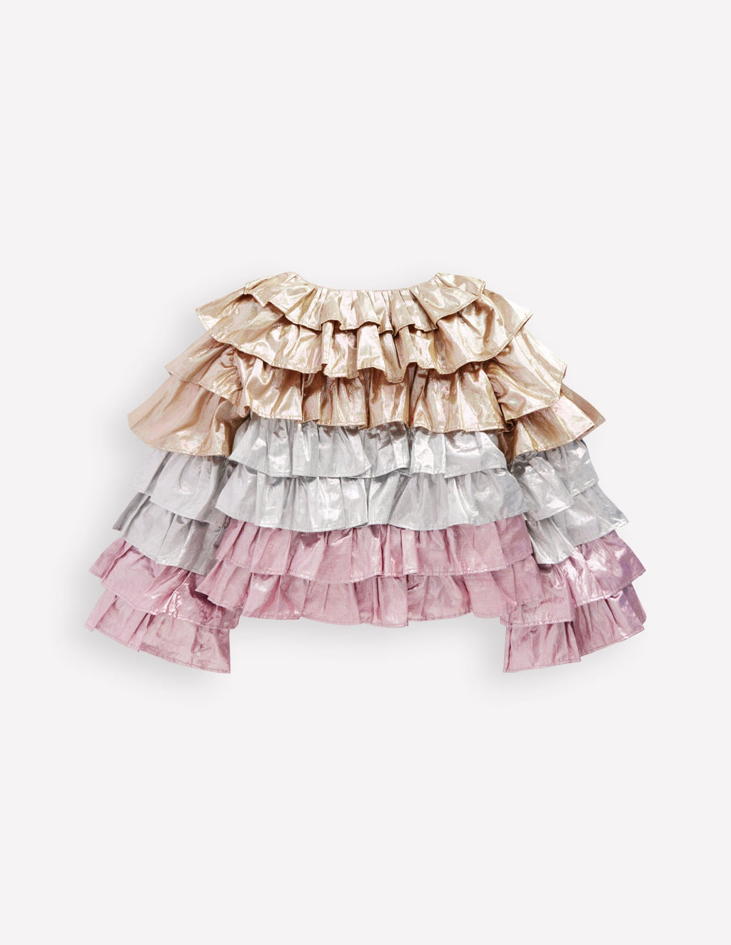 Metallic Tiered Jacket-Metallic Colourblock