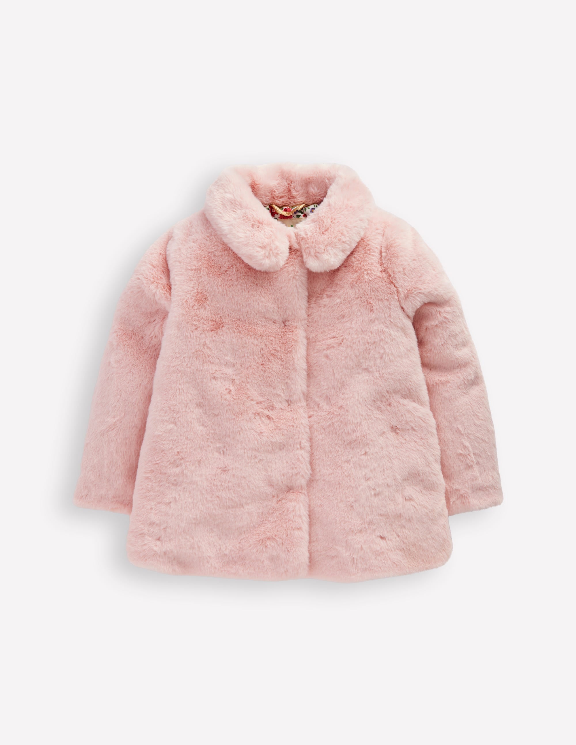 Faux Fur Collared Coat-Pink