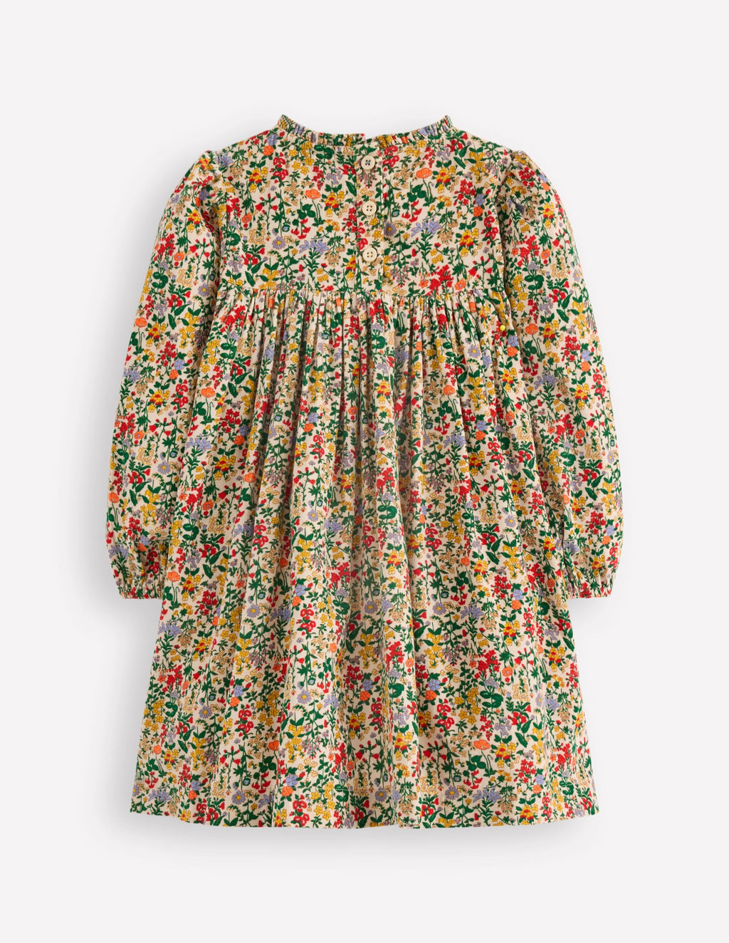 Ruffle Neck Woven Dress-Soft Ivory Flower Meadow