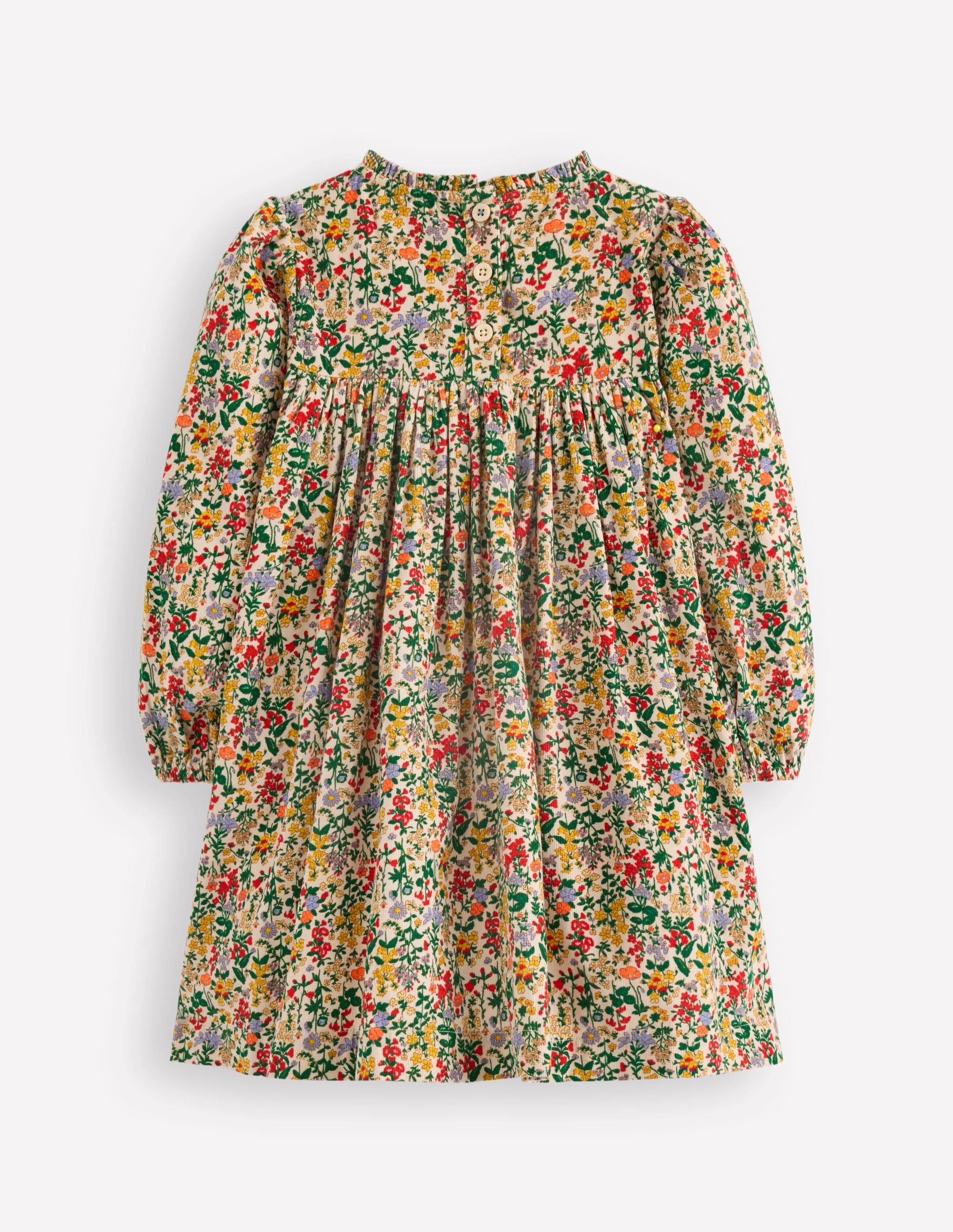 Ruffle Neck Woven Dress-Soft Ivory Flower Meadow