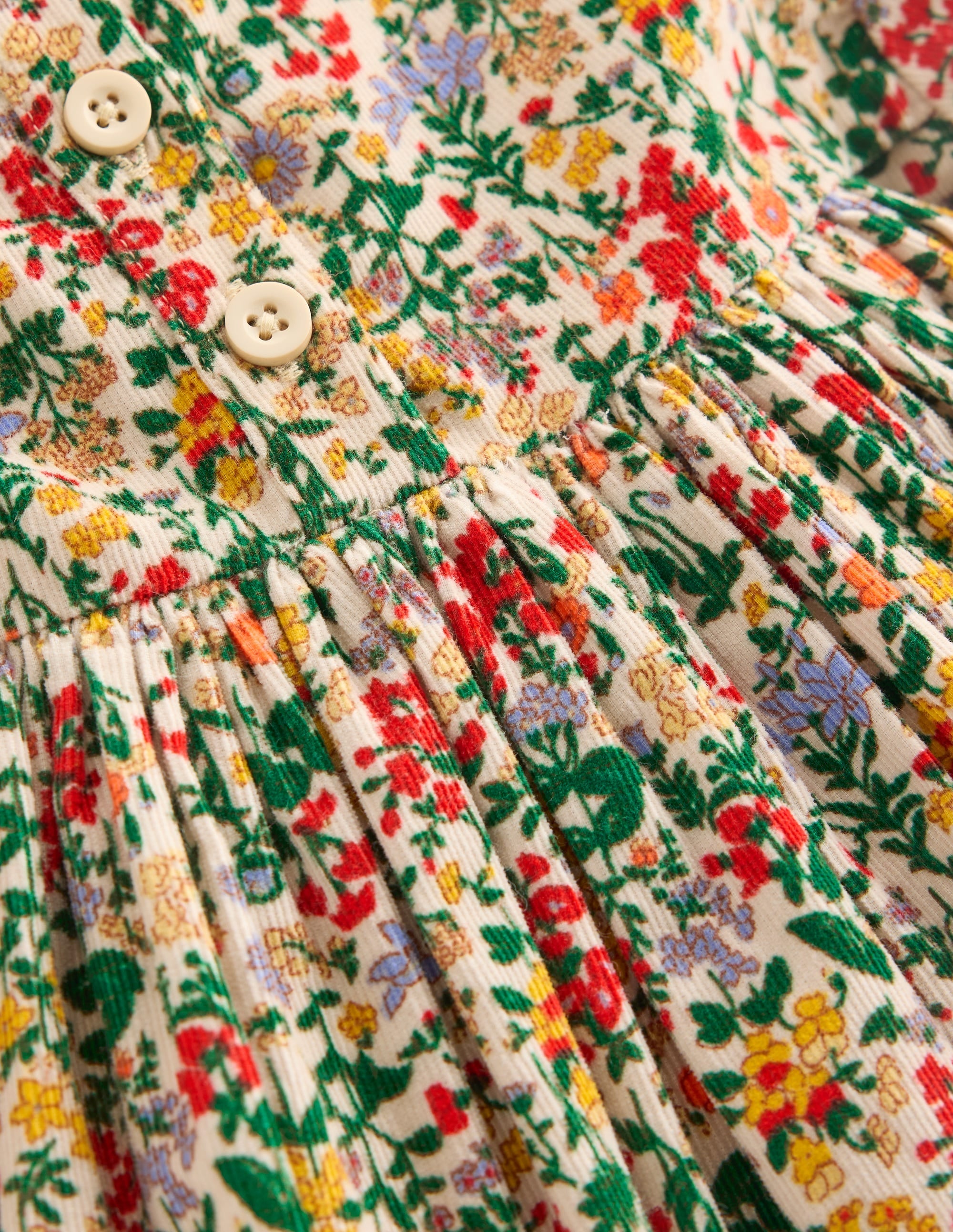 Ruffle Neck Woven Dress-Soft Ivory Flower Meadow