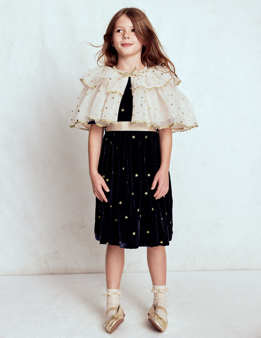 Velvet Party dress-College Navy Gold Stars