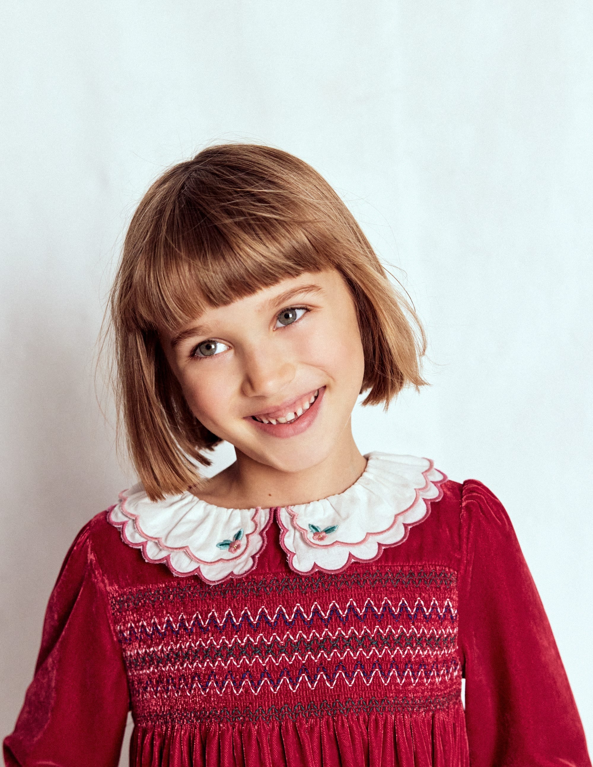 Cosy Collar Detail Smock Dress-Carmine Red