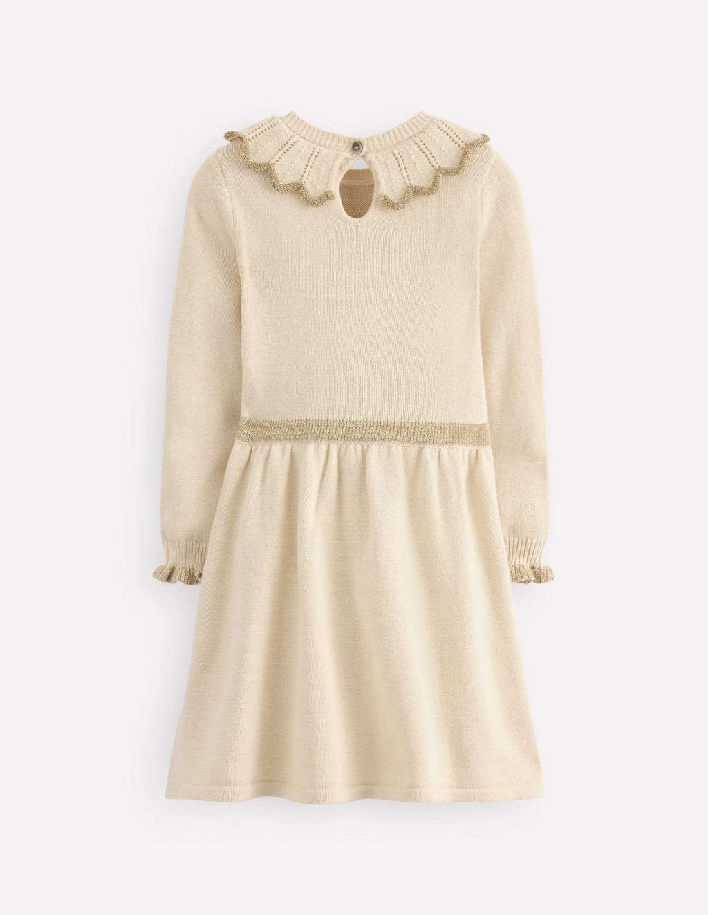 Pretty Collared Knitted Dress-Soft Ivory