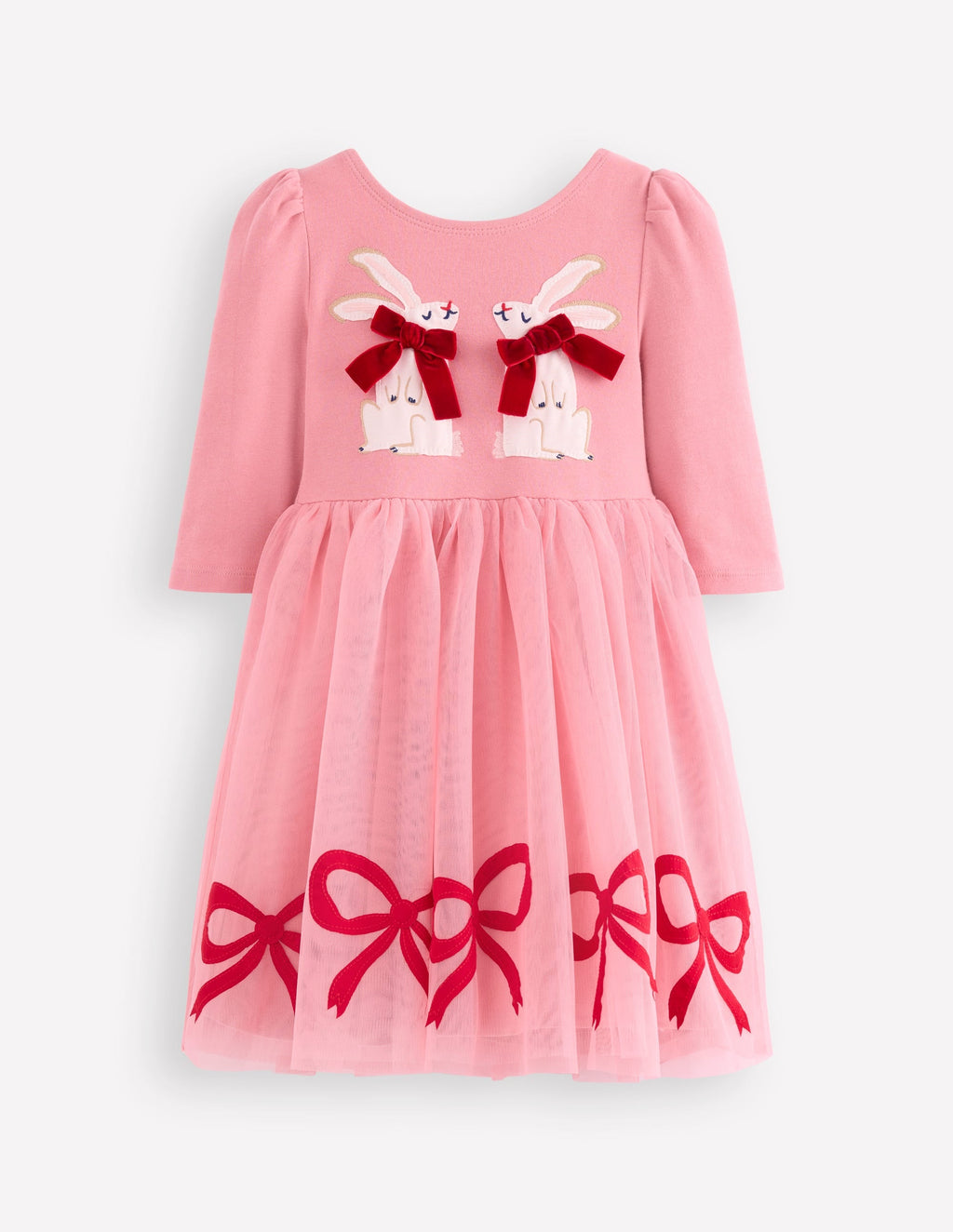 Appliqué Tulle Dress-Bubblegum Pink Bunnies